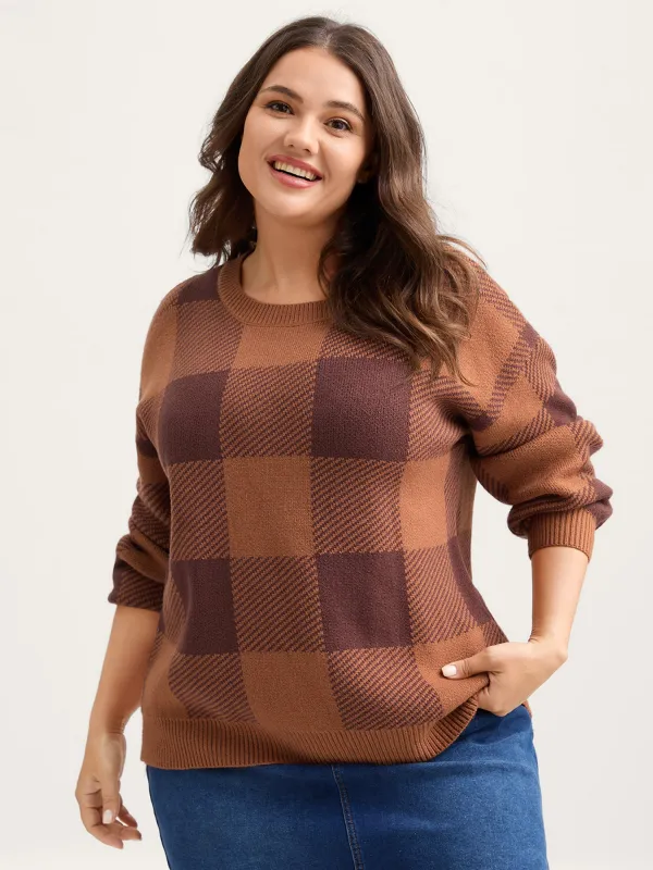Supersoft Checkered Pattern Pullover sold by Bloomchic