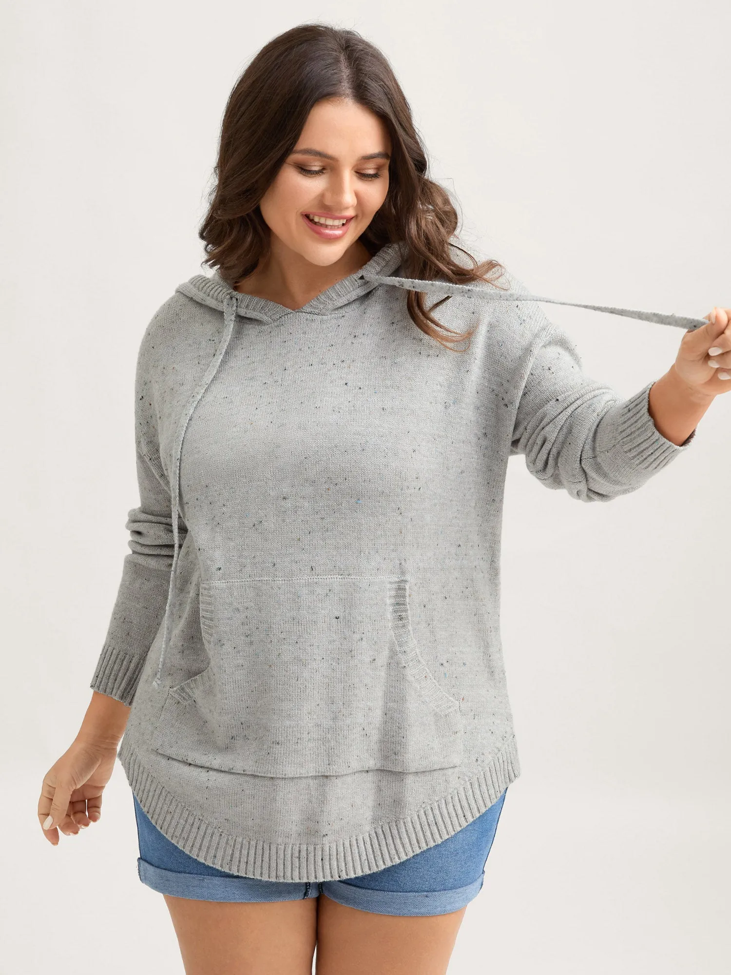 Heather Pocket Curvy Hem Pullover sold by Bloomchic
