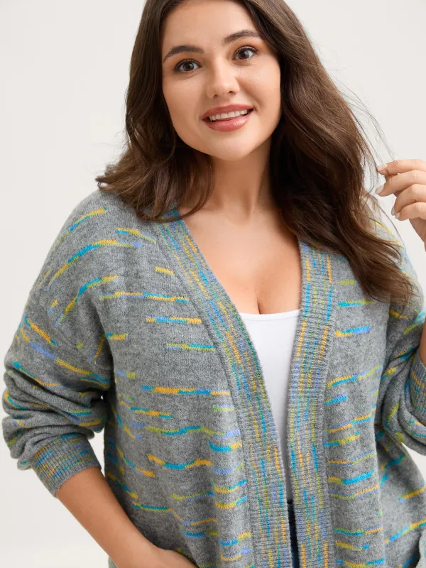 Line Textured V-Neck Pockets Knit Cardigan sold by Bloomchic