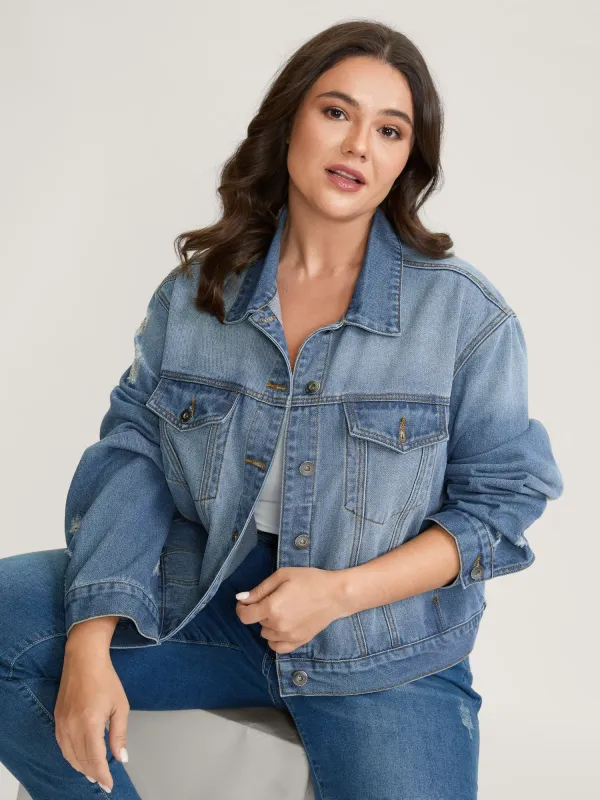 Denim Chest Flaps Cropped Jacket sold by Bloomchic