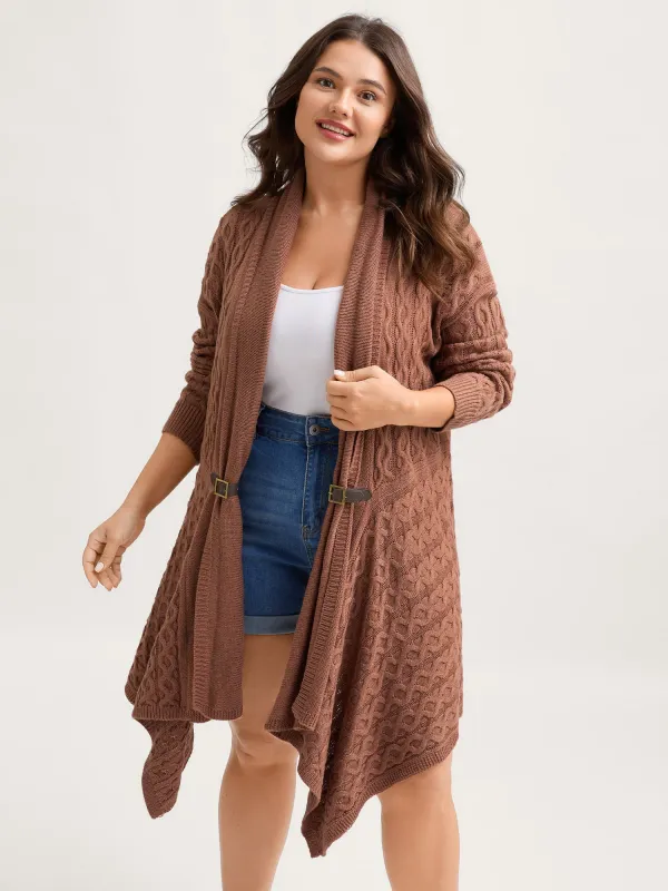 Cable Knot Irregular Hem Cardigan sold by Bloomchic