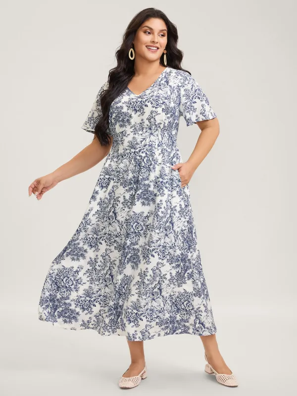 Floral Print Triangular Waist-Cinched Maxi Dress sold by Bloomchic