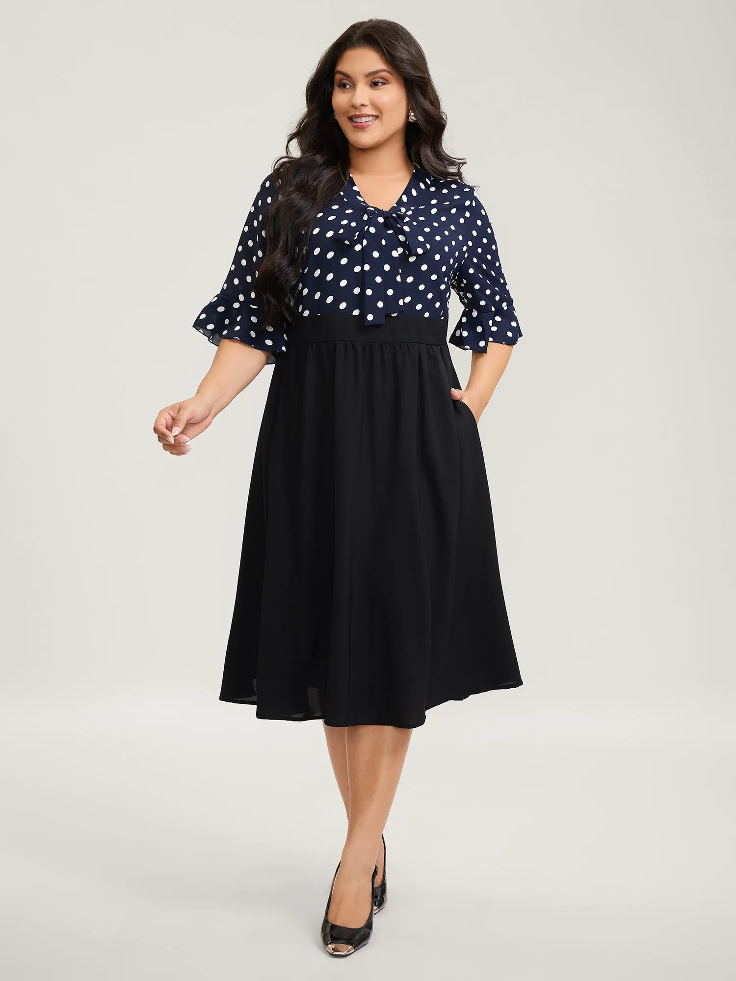 Pretty Polka Dots Bow-Tie Midi Dress sold by Bloomchic product image thumbnail 3