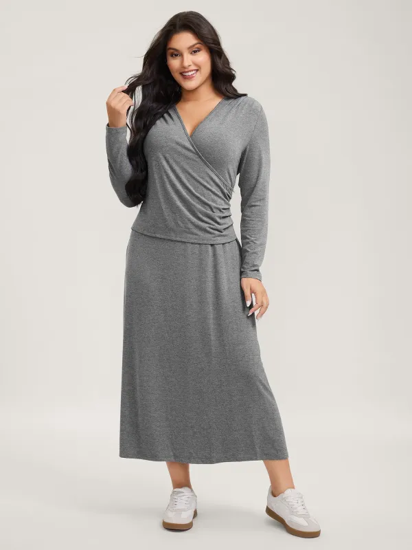 Wrap Stretchy Long Sleeve Knit Maxi Dress sold by Bloomchic