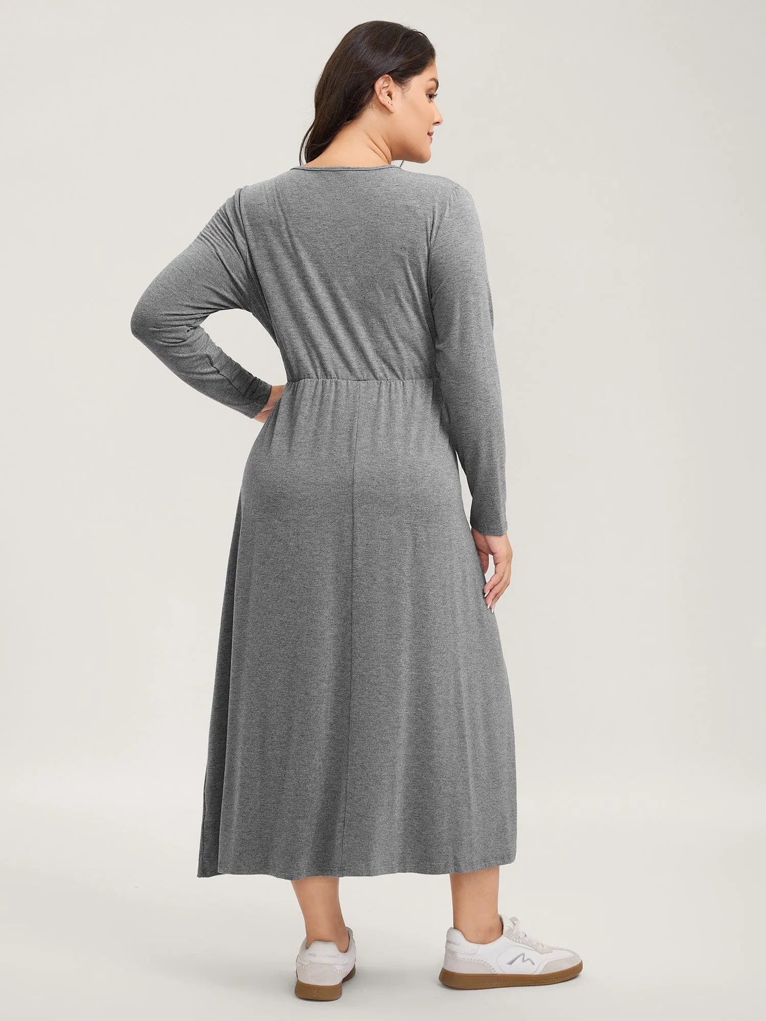 Wrap Stretchy Long Sleeve Knit Maxi Dress sold by Bloomchic product image thumbnail 5