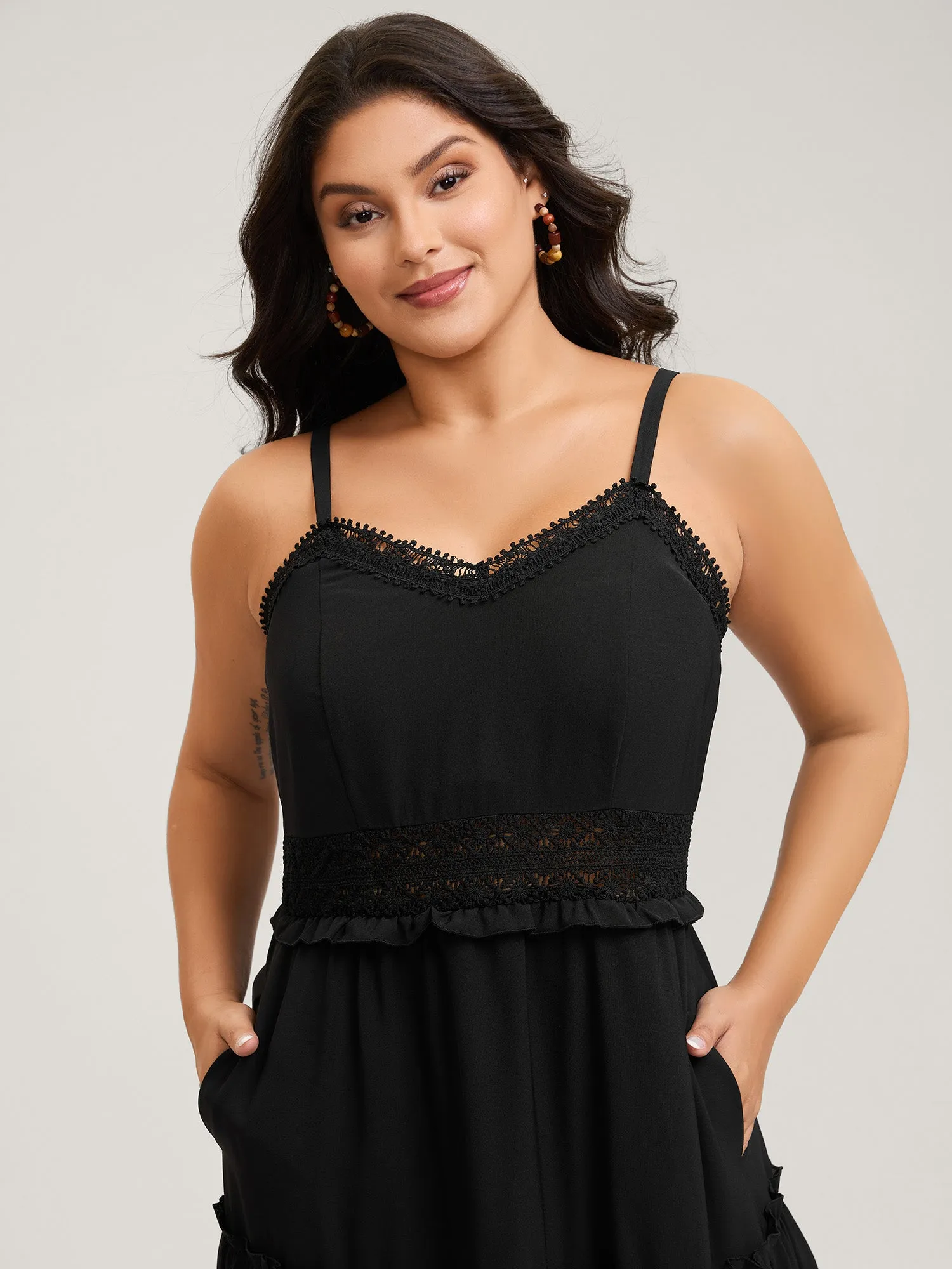 Lace Trim Tiered Cami Maxi Dress sold by Bloomchic product image thumbnail 2