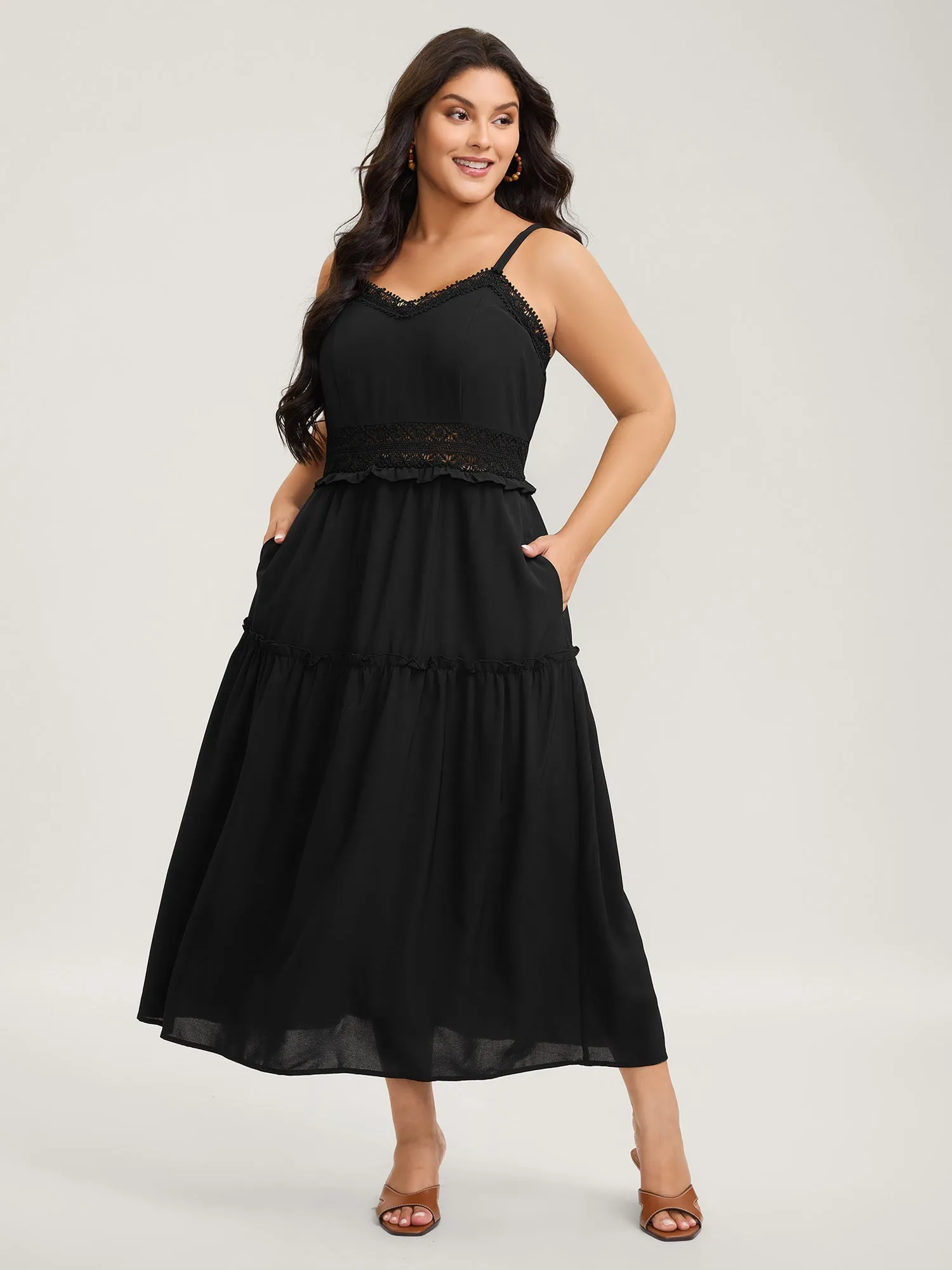 Lace Trim Tiered Cami Maxi Dress sold by Bloomchic product image thumbnail 3