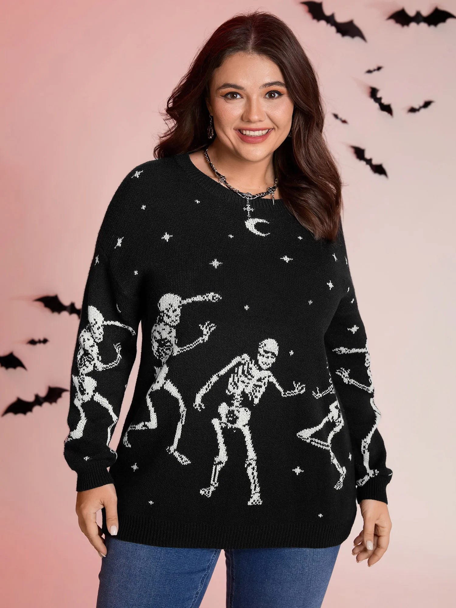 Supersoft Dancing Skeleton Print Pullover sold by Bloomchic