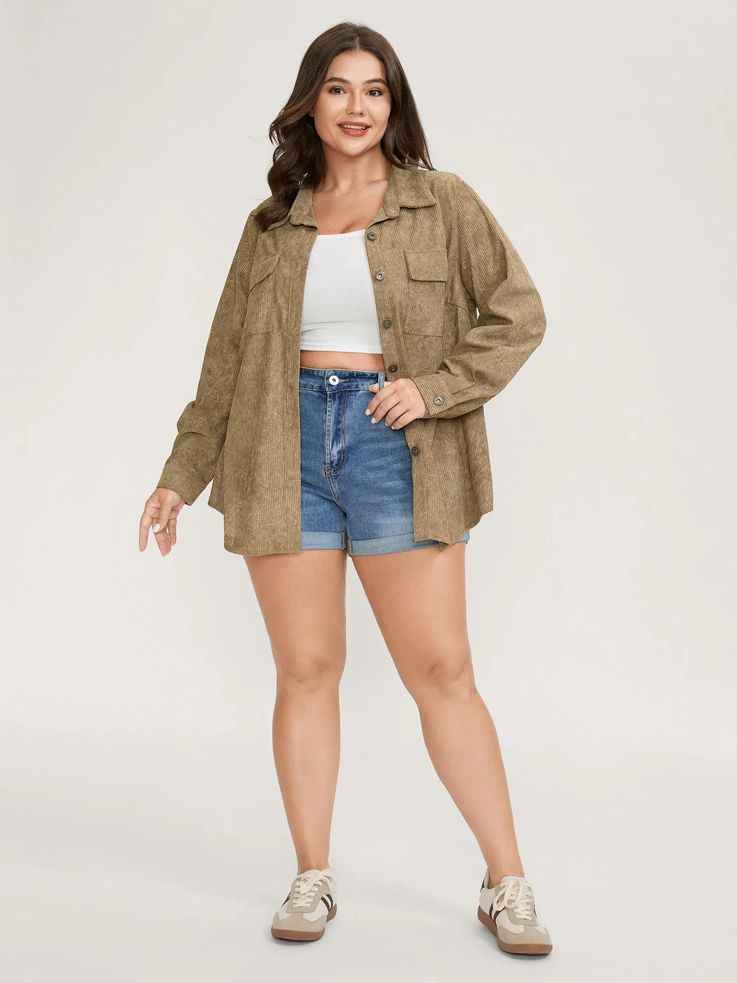 Corduroy Color Gradient Button-Down Jacket sold by Bloomchic product image thumbnail 3