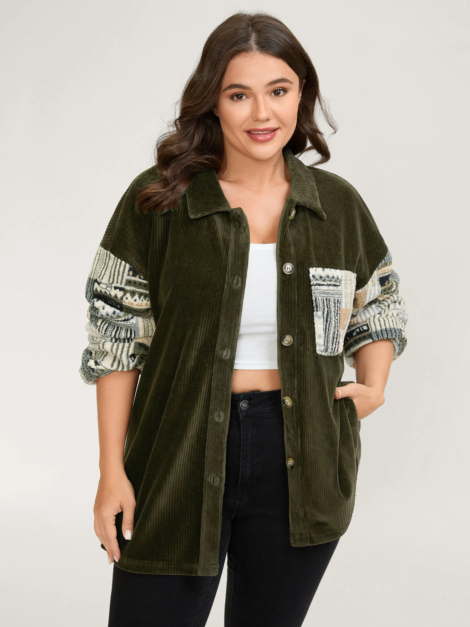 Boho Patchwork Button-Down Jacket sold by Bloomchic