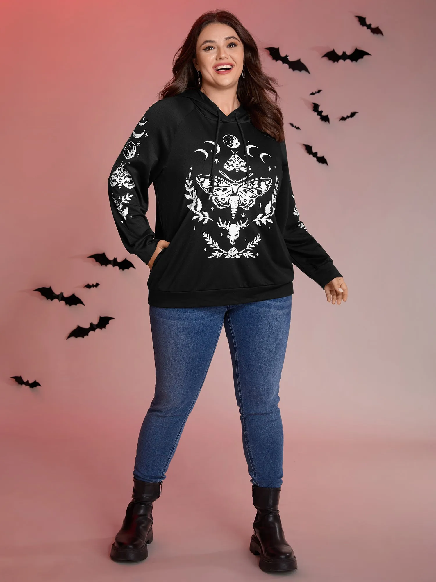 Haunted Midnight Motif Solid Hoodie sold by Bloomchic product image thumbnail 3