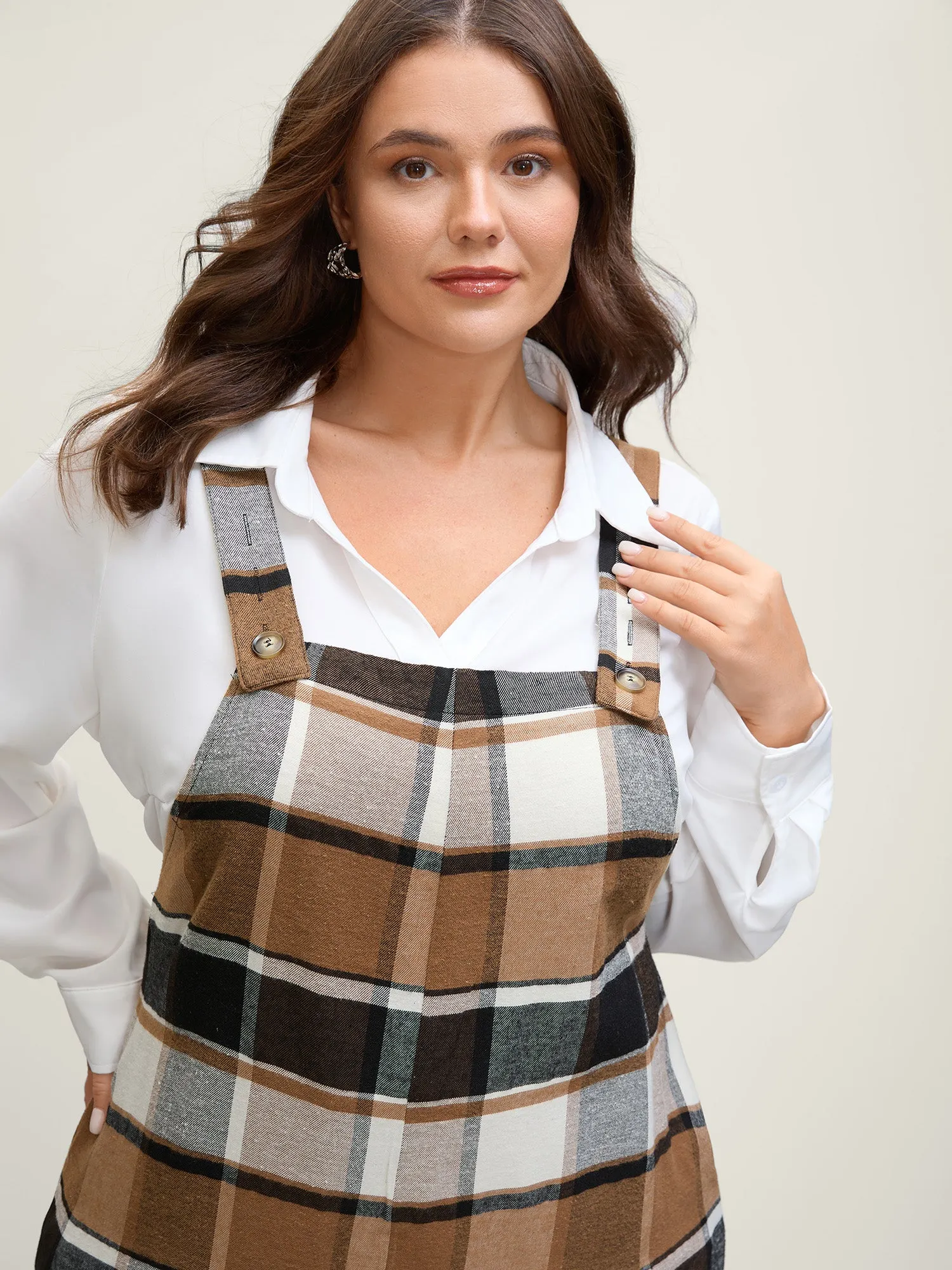 Plaid Print Overall Straps Pockets Jumpsuit sold by Bloomchic product image thumbnail 2