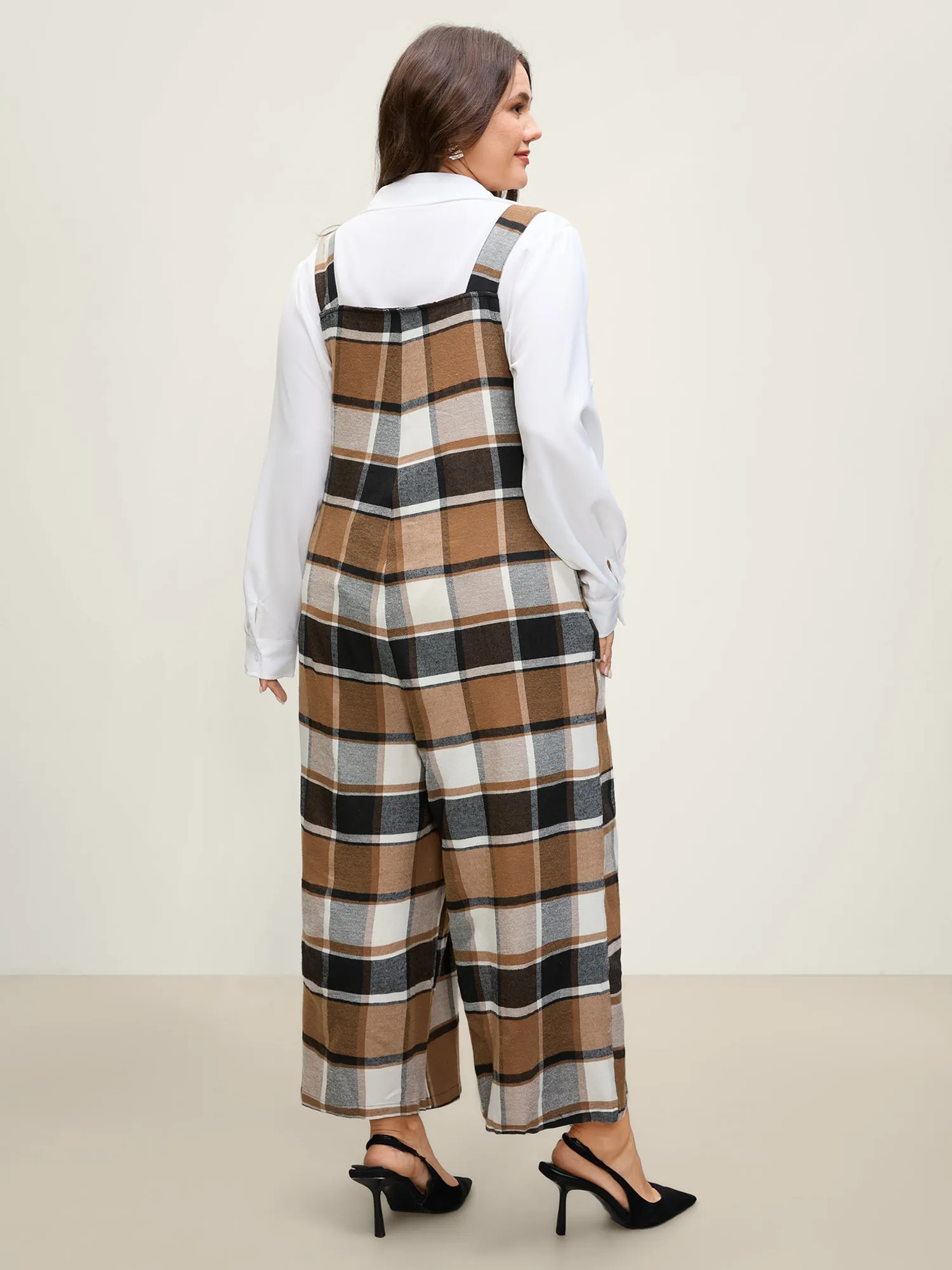 Plaid Print Overall Straps Pockets Jumpsuit sold by Bloomchic product image thumbnail 4