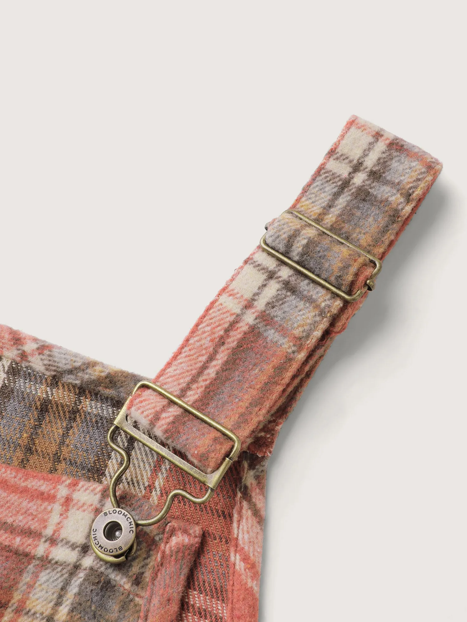 Plaid Flannel Overall Wide-Leg Jumpsuit sold by Bloomchic product image thumbnail 5