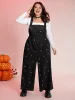 Pumpkin Print Stretchy Overall Strap Jumpsuit sold by Bloomchic