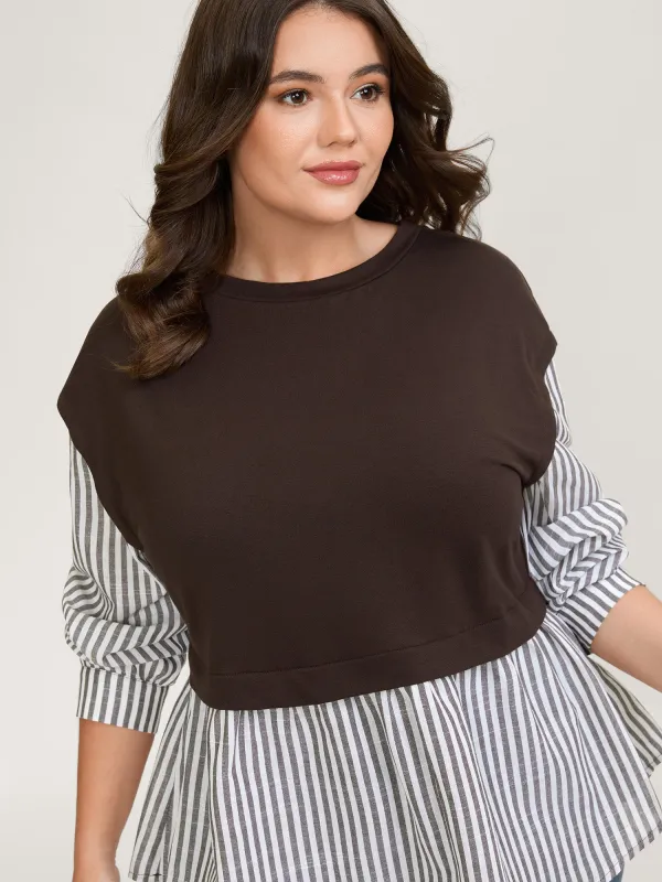 Striped Contrast Drop Shoulder Sweatshirt sold by Bloomchic