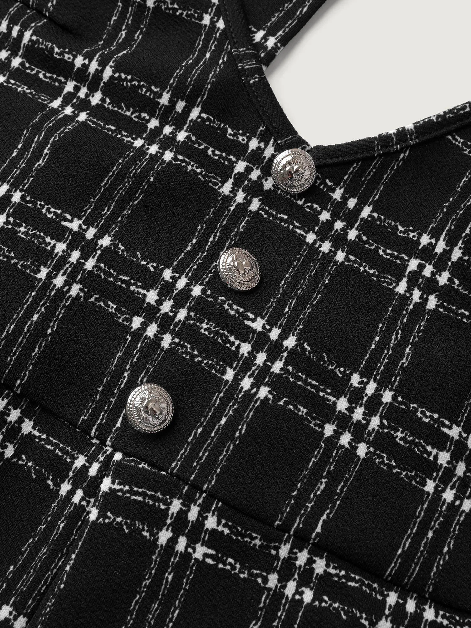 Plaid Print Overall Straps Wide-Leg Jumpsuit sold by Bloomchic product image thumbnail 5