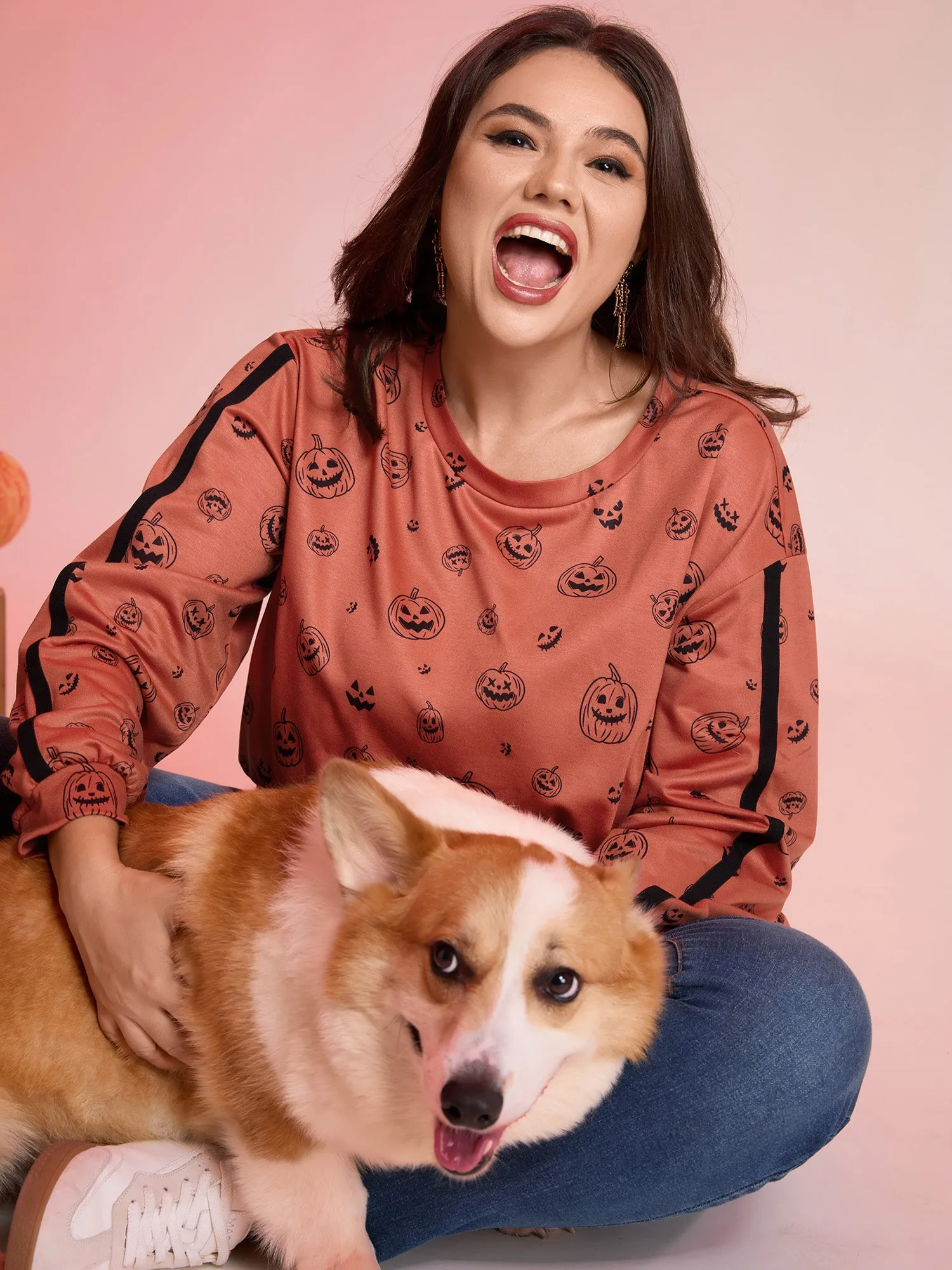 Spooky Halloween Print Relaxed Fit Sweatshirt sold by Bloomchic