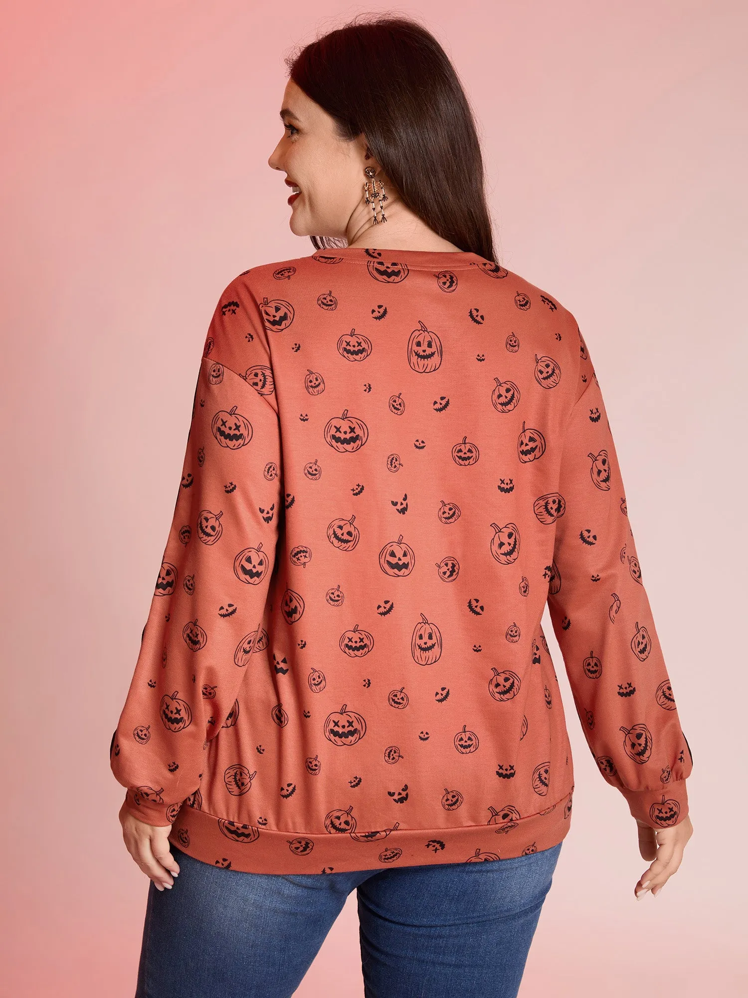 Spooky Halloween Print Relaxed Fit Sweatshirt sold by Bloomchic product image thumbnail 4