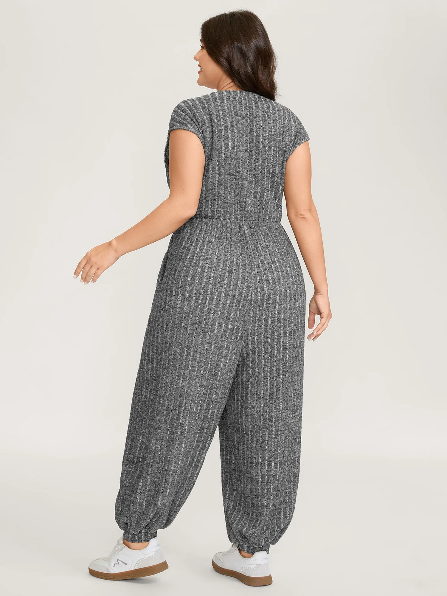 Supersoft Textured Notched Collar Jumpsuit sold by Bloomchic product image thumbnail 4