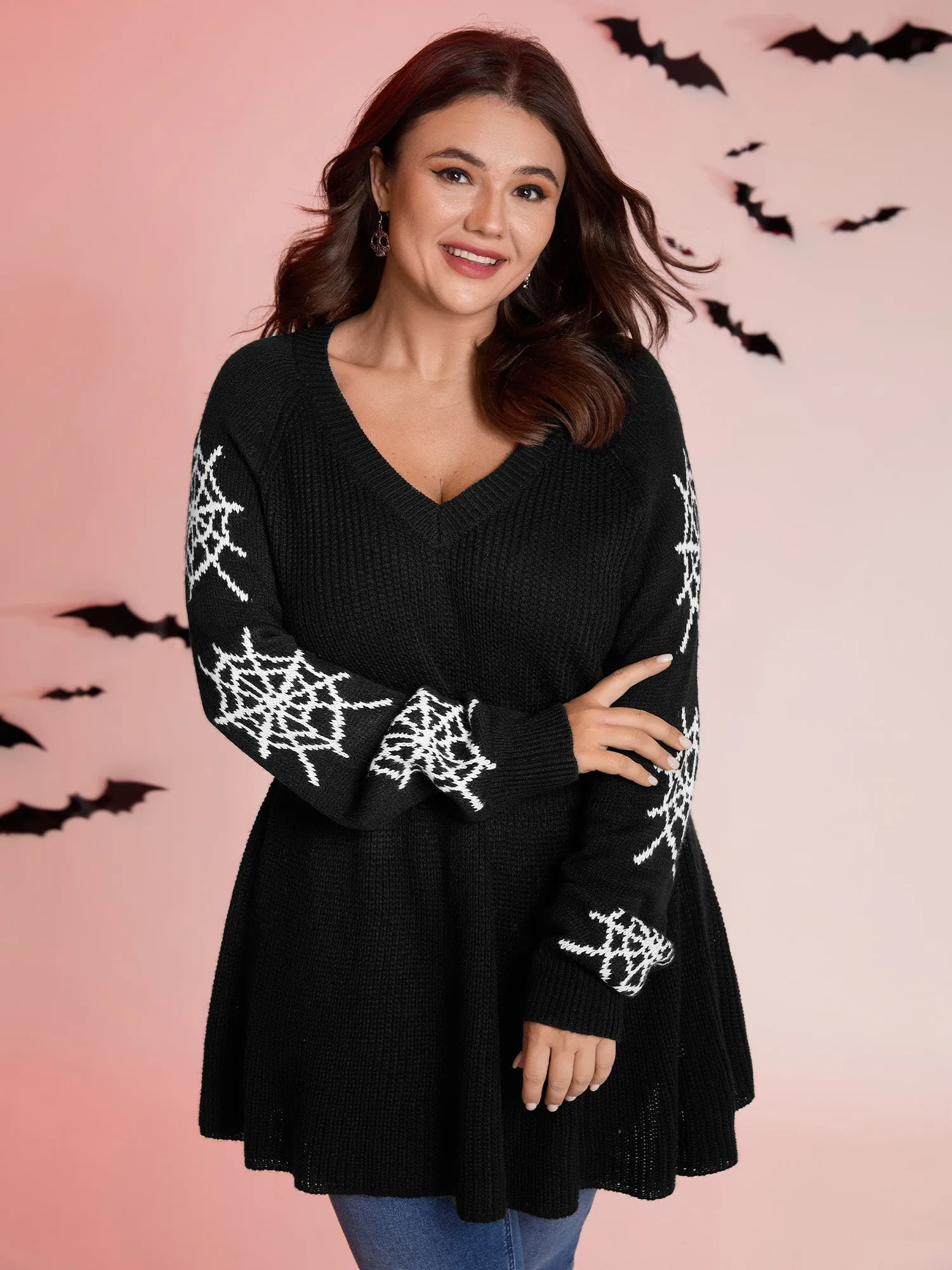 Spiderweb Waist-Cinched Flared Pullover sold by Bloomchic