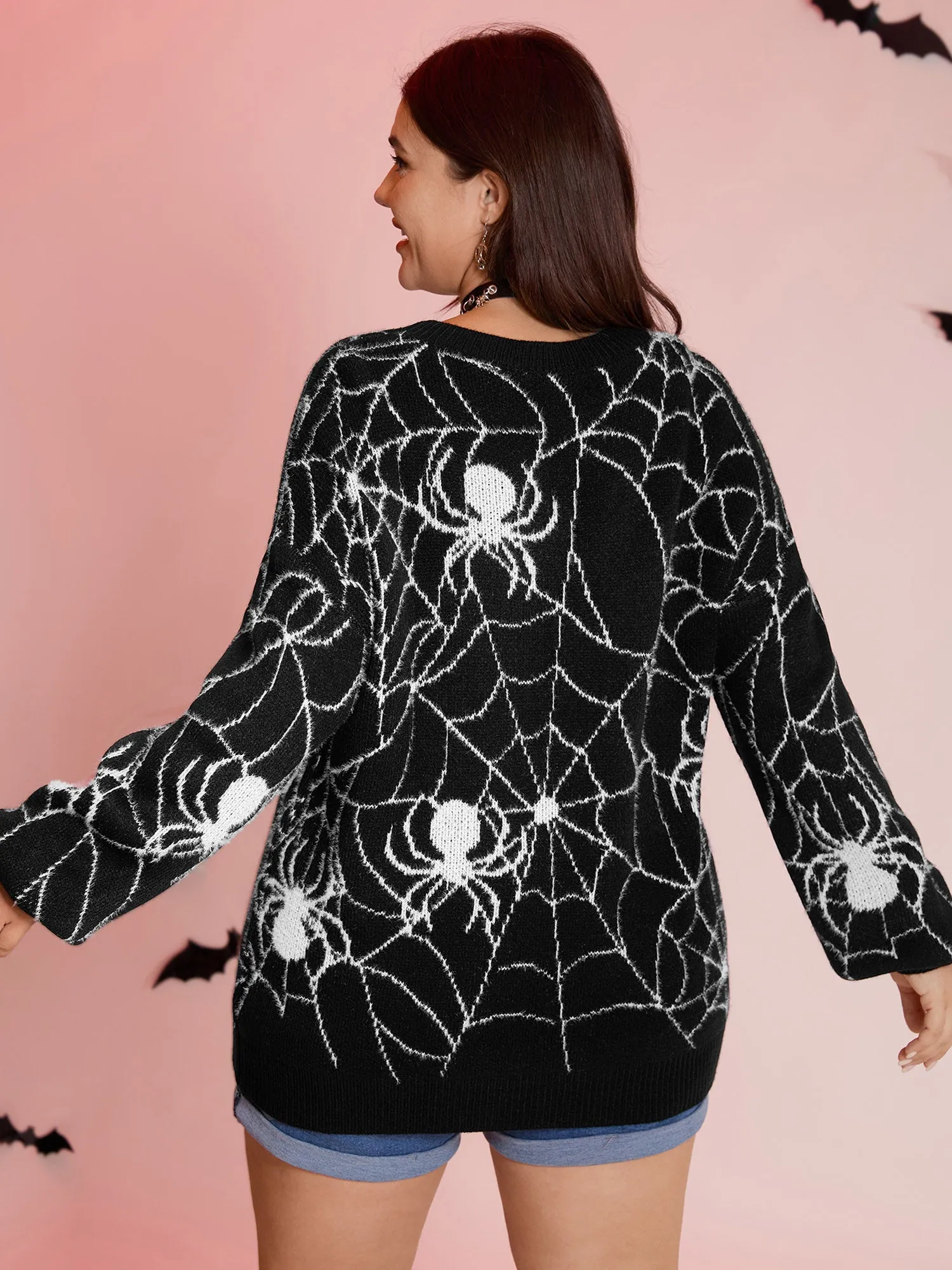 Spiderweb Jacquard Print Ribbed Pullover sold by Bloomchic product image thumbnail 4