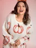 Pumpkin Patch Print Drop Shoulder Pullover sold by Bloomchic