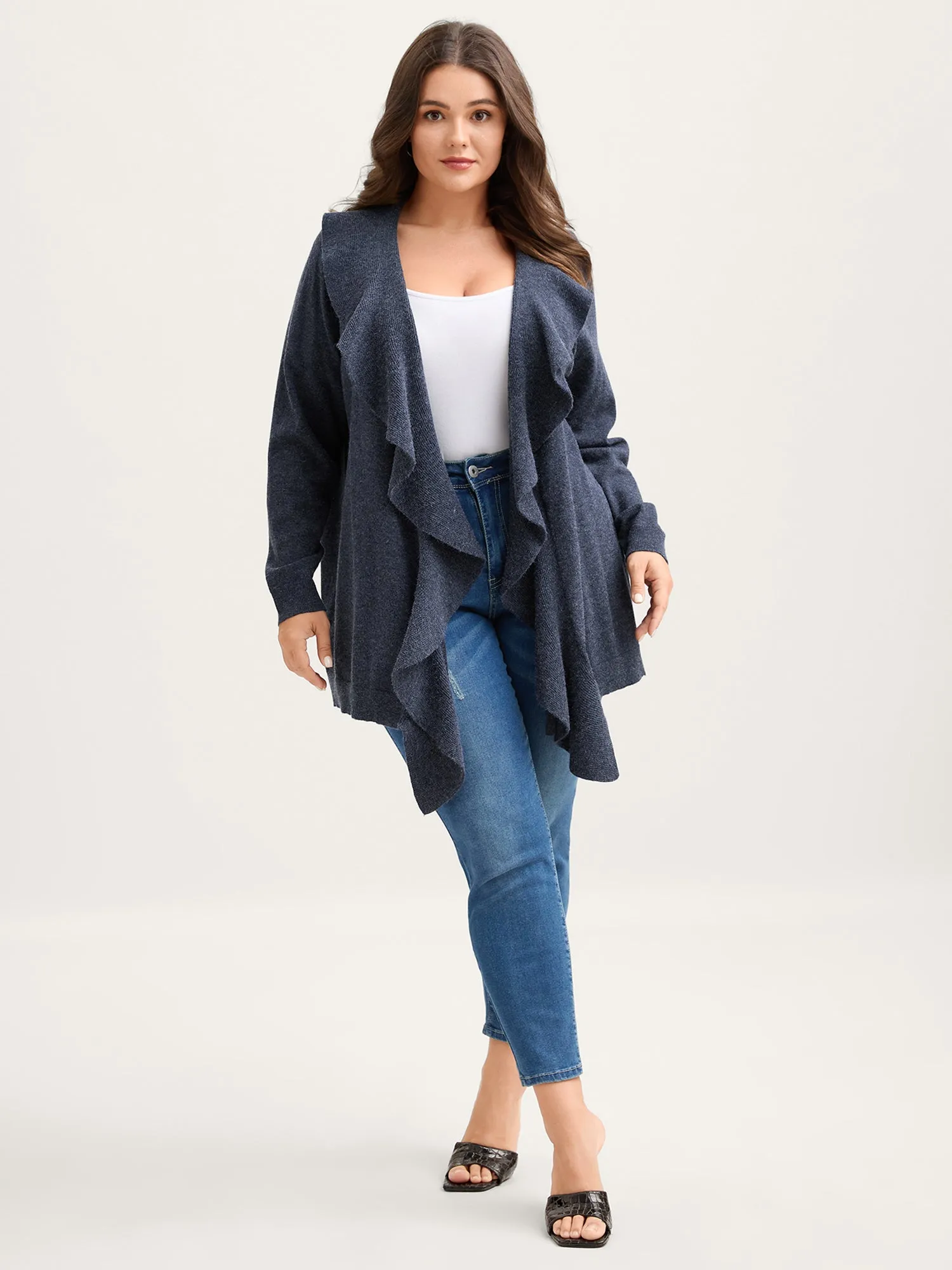 Ruffled Collar Front-Tie Knit Cardigan sold by Bloomchic product image thumbnail 3