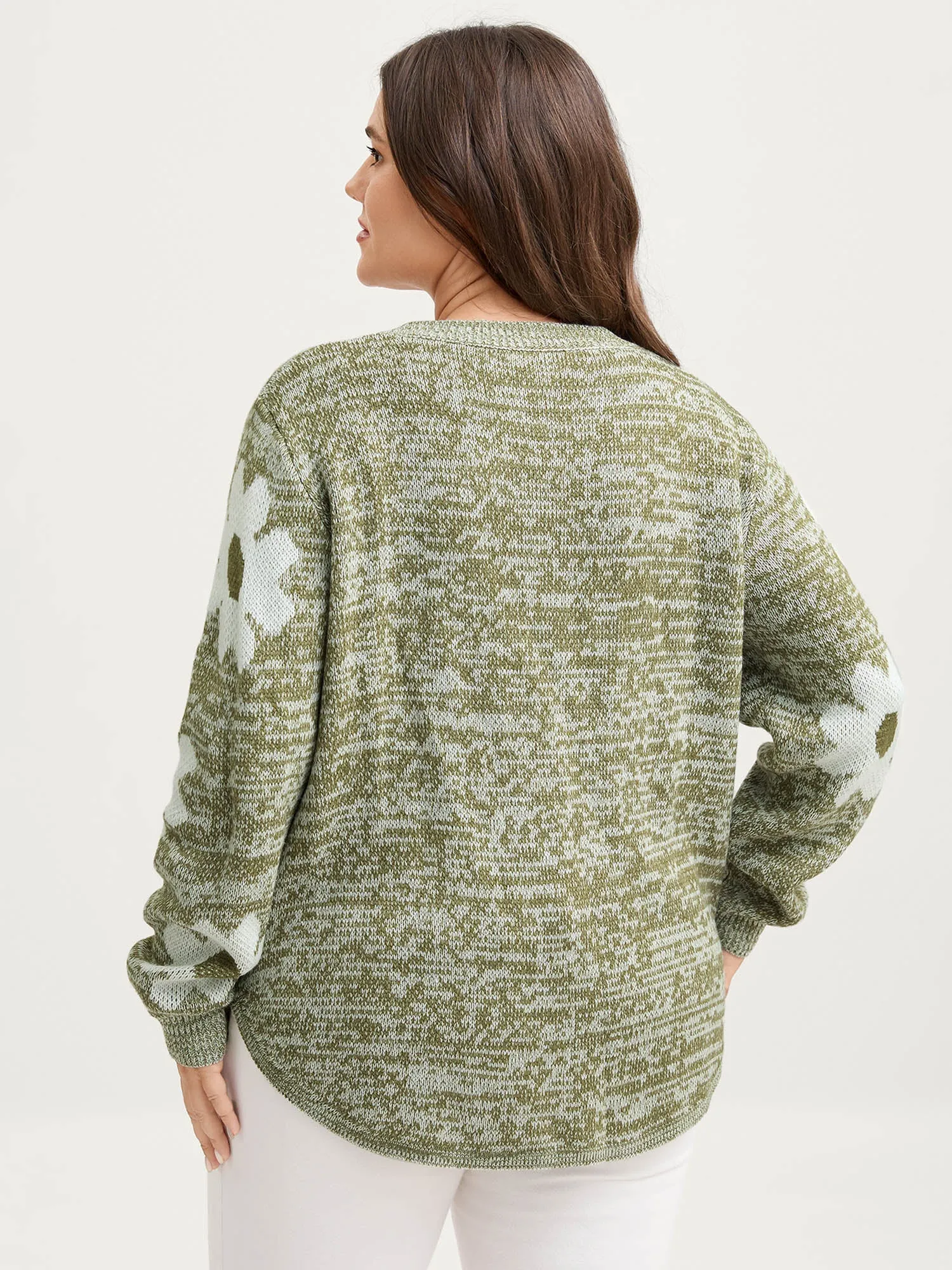 Floral Jacquard Curvy Hem Pullover sold by Bloomchic product image thumbnail 5
