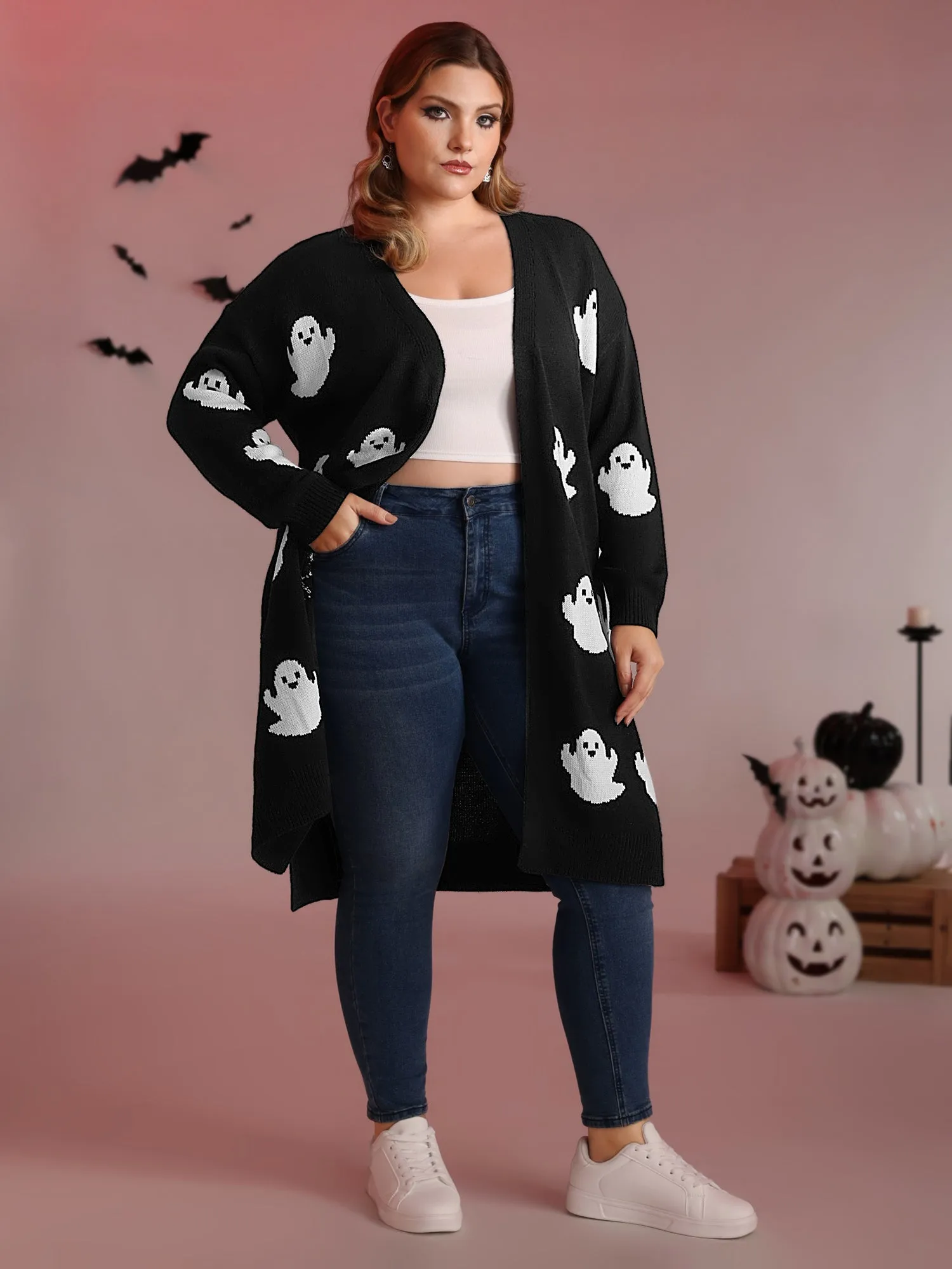 Happy Ghost Jacquard Knit Cardigan sold by Bloomchic product image thumbnail 3