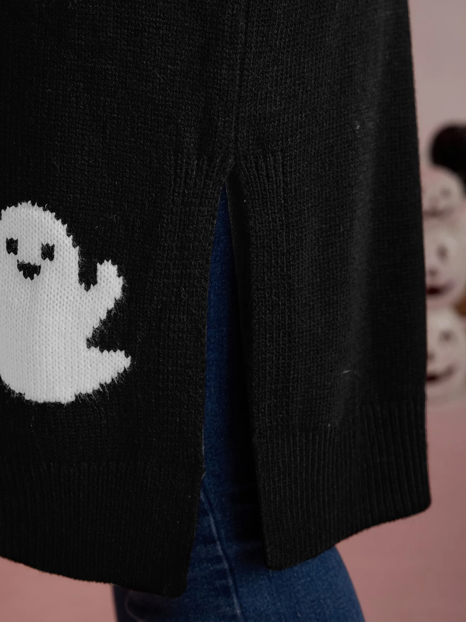 Happy Ghost Jacquard Knit Cardigan sold by Bloomchic product image thumbnail 4