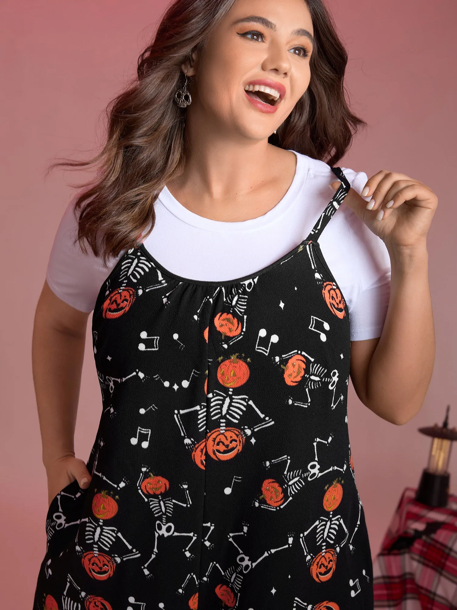 Scary Skeleton Print Cami Lounge Jumpsuit sold by Bloomchic product image thumbnail 2