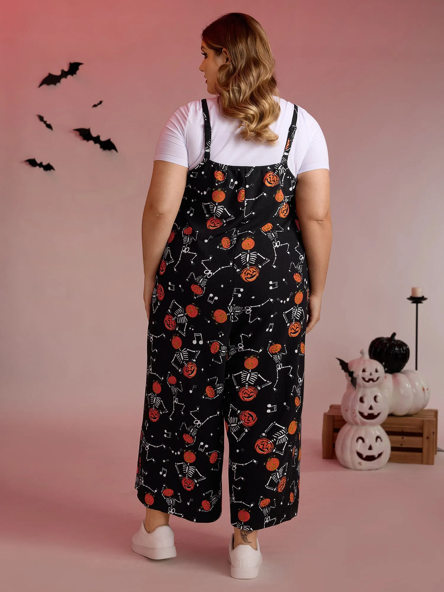 Scary Skeleton Print Cami Lounge Jumpsuit sold by Bloomchic product image thumbnail 4