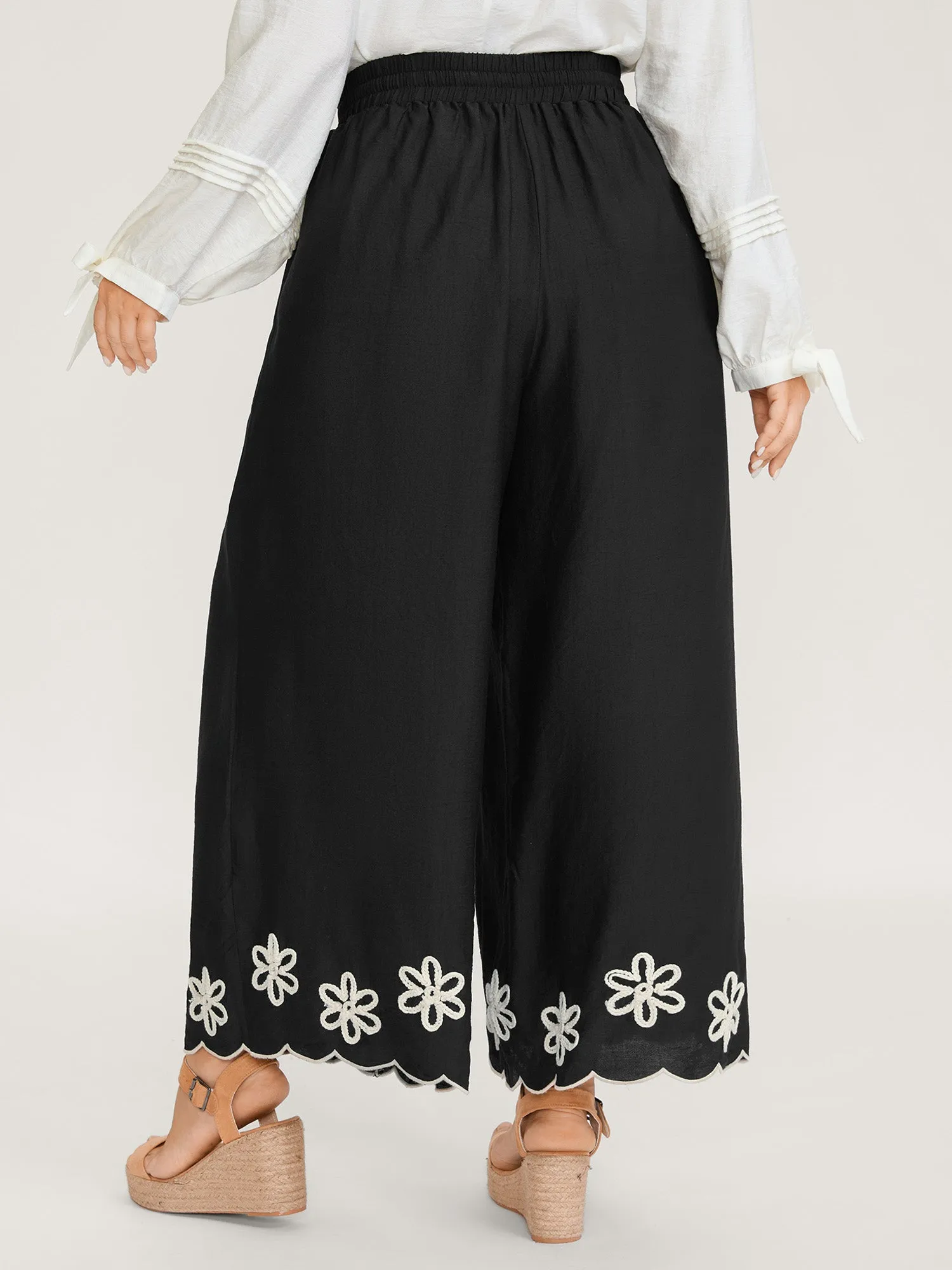 Floral Embroidered Hem Drawstring Pants sold by Bloomchic product image thumbnail 5