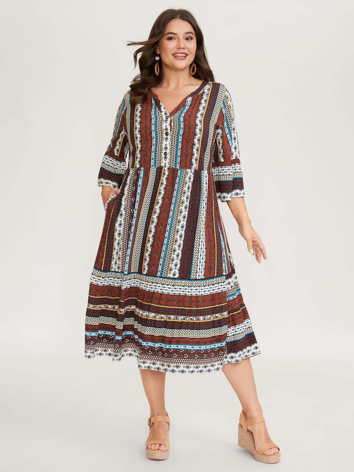 Boho Stripes Tiered Midi Dress sold by Bloomchic product image thumbnail 3