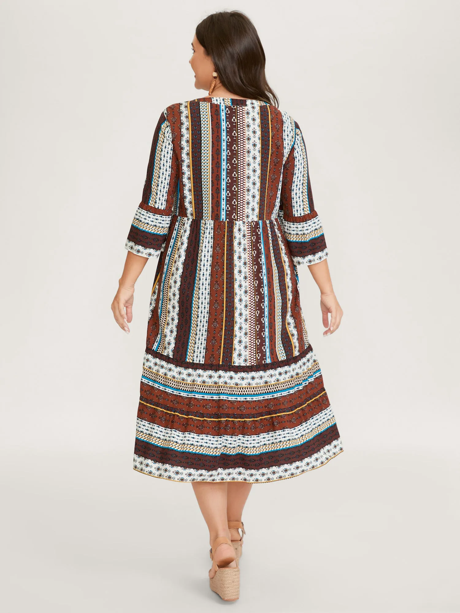 Boho Stripes Tiered Midi Dress sold by Bloomchic product image thumbnail 4