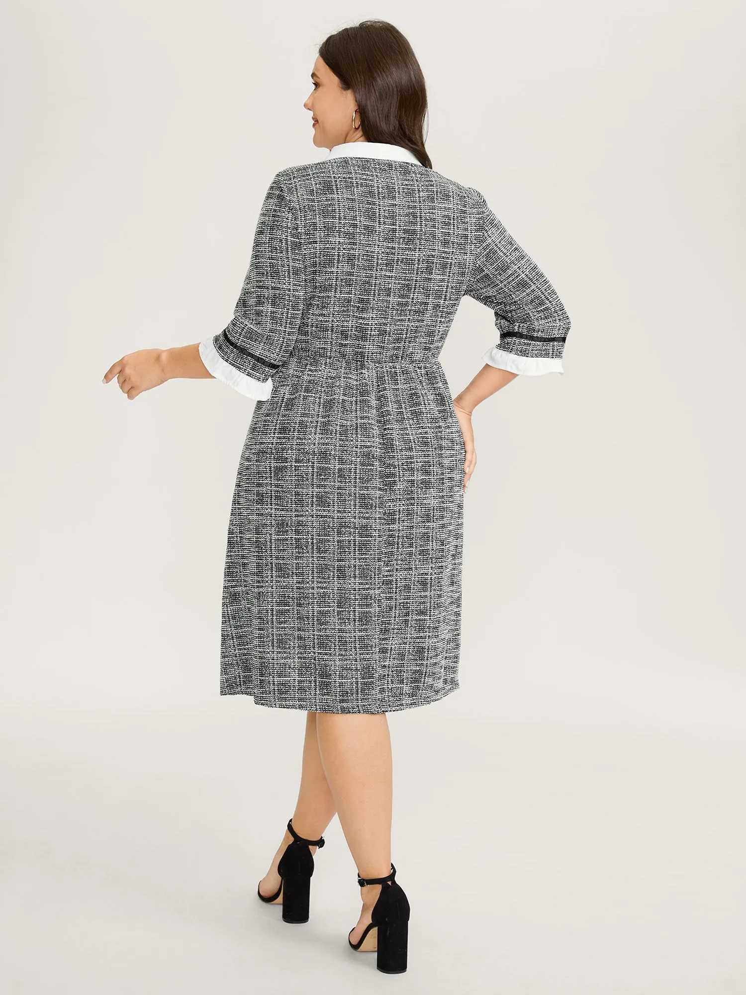 Tweed Knit Doll Collar Pockets Midi Dress sold by Bloomchic product image thumbnail 4