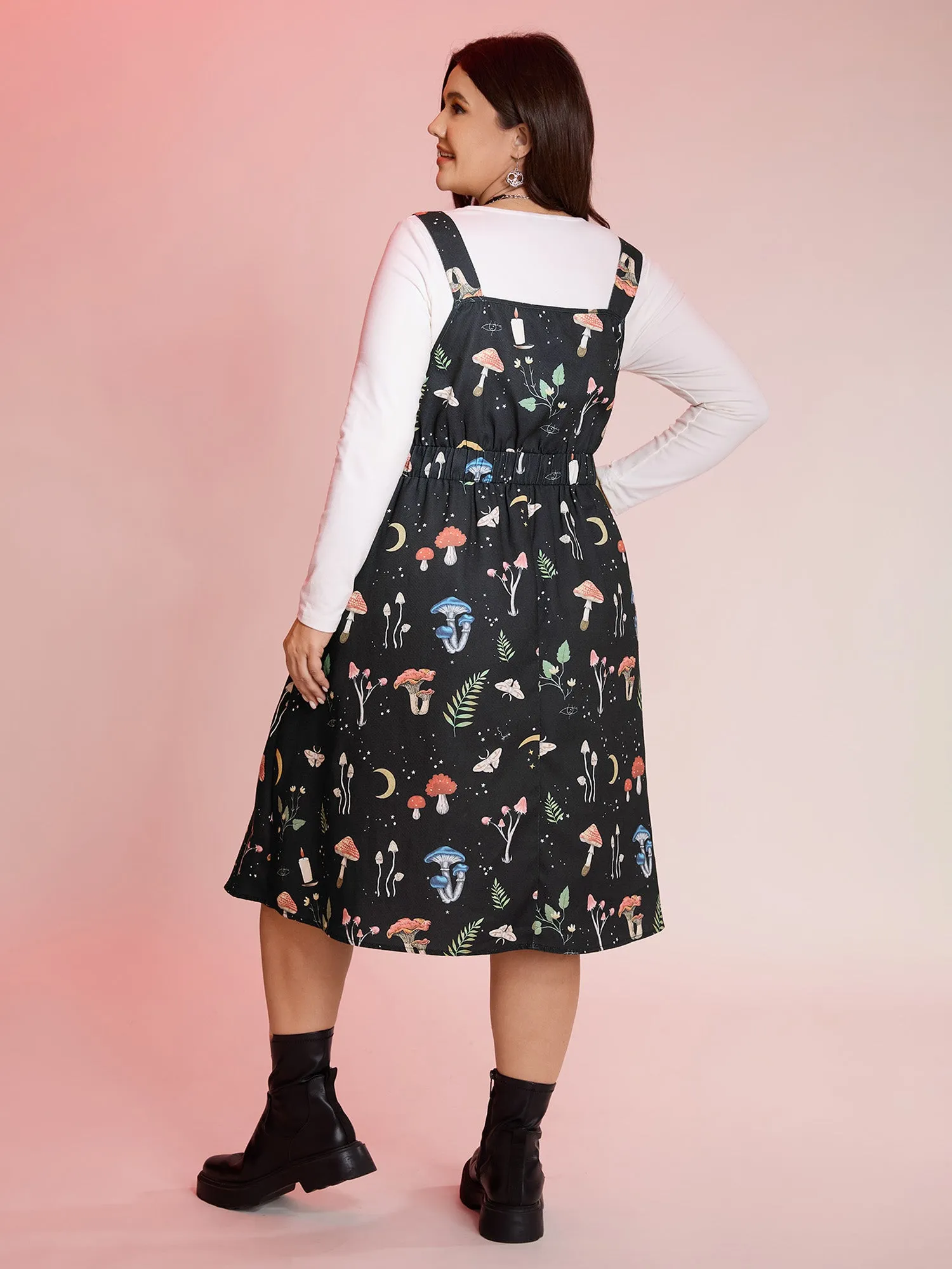 Mushroom Print Adjustable Strap Midi Dress sold by Bloomchic product image thumbnail 4