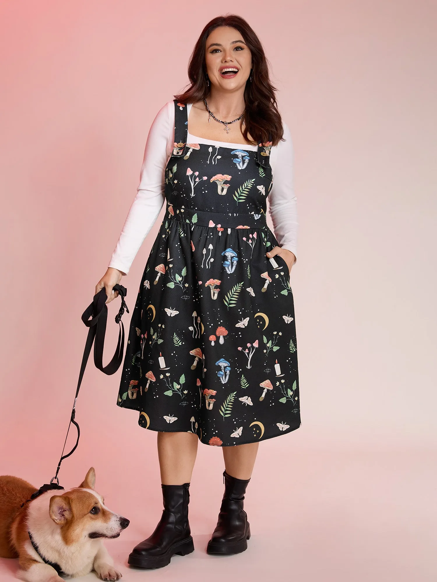 Mushroom Print Adjustable Strap Midi Dress sold by Bloomchic product image thumbnail 3