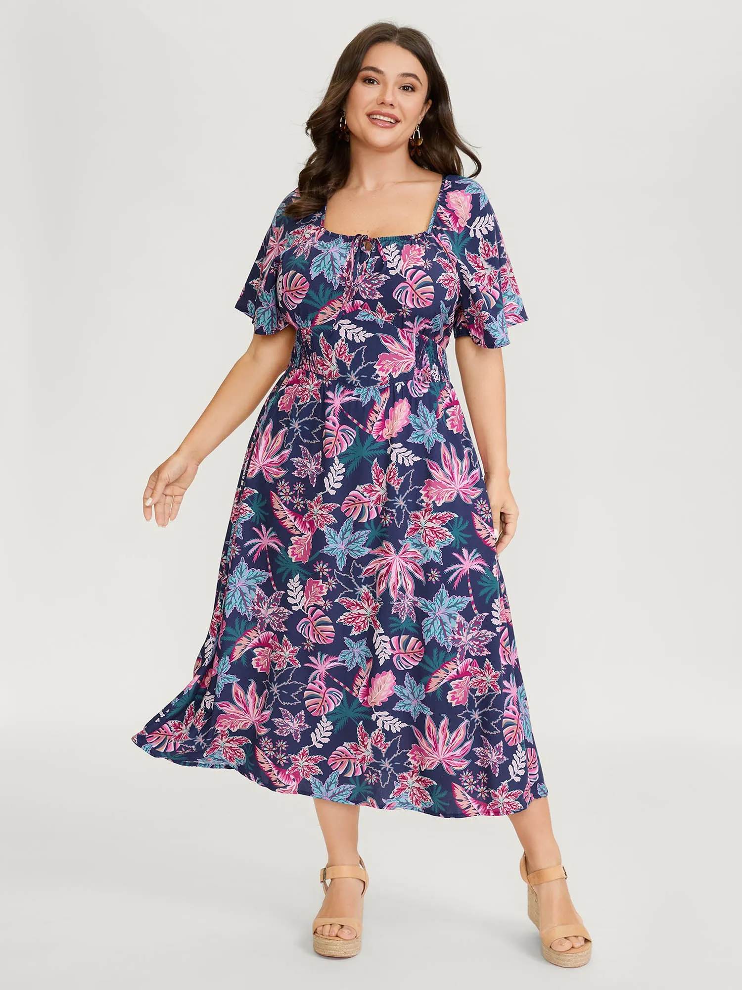 Floral Cinched-Waist Maxi Dress sold by Bloomchic