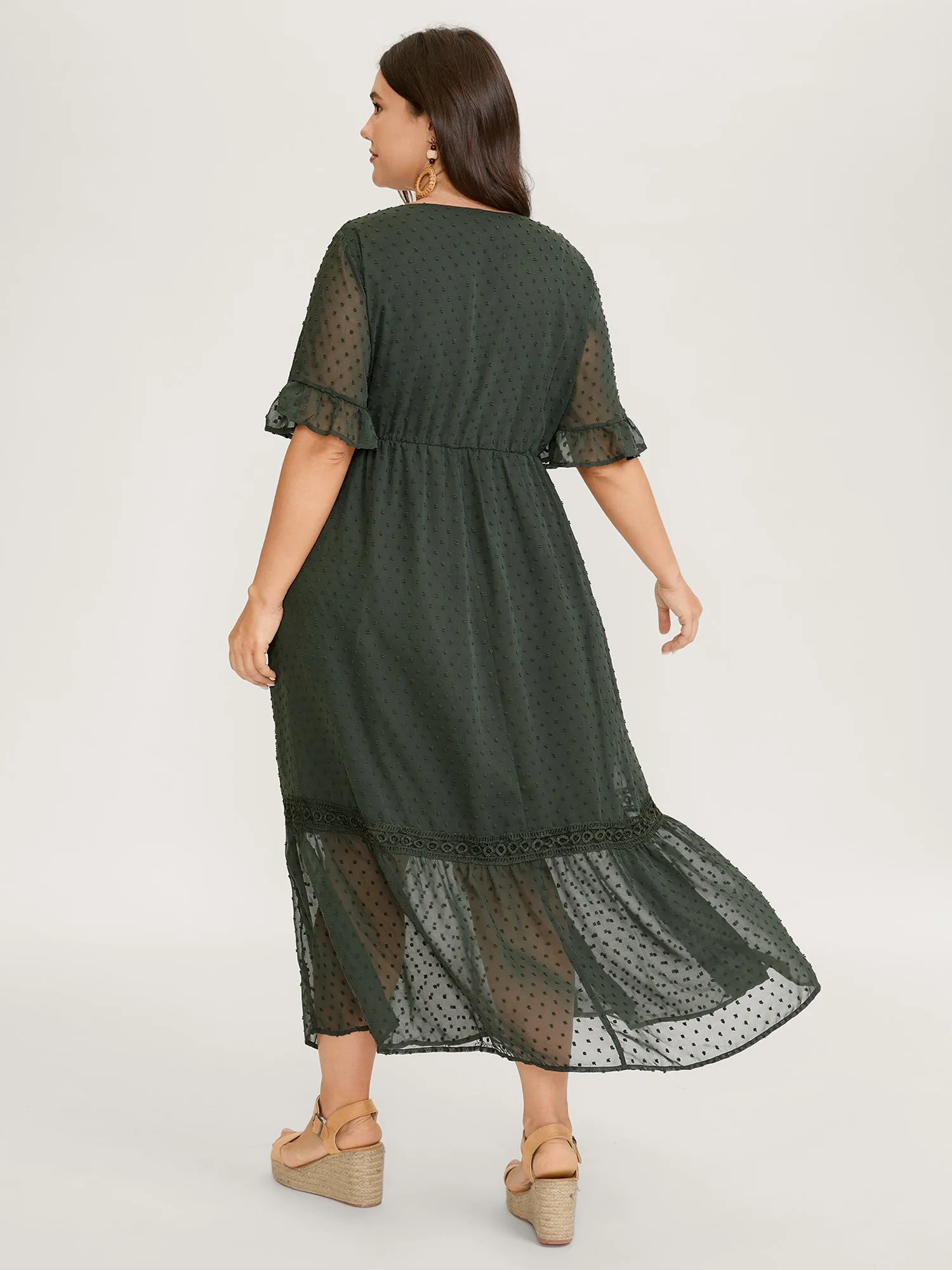 Textured Jacquard Lace Trim Ruffled Maxi Dress sold by Bloomchic product image thumbnail 4