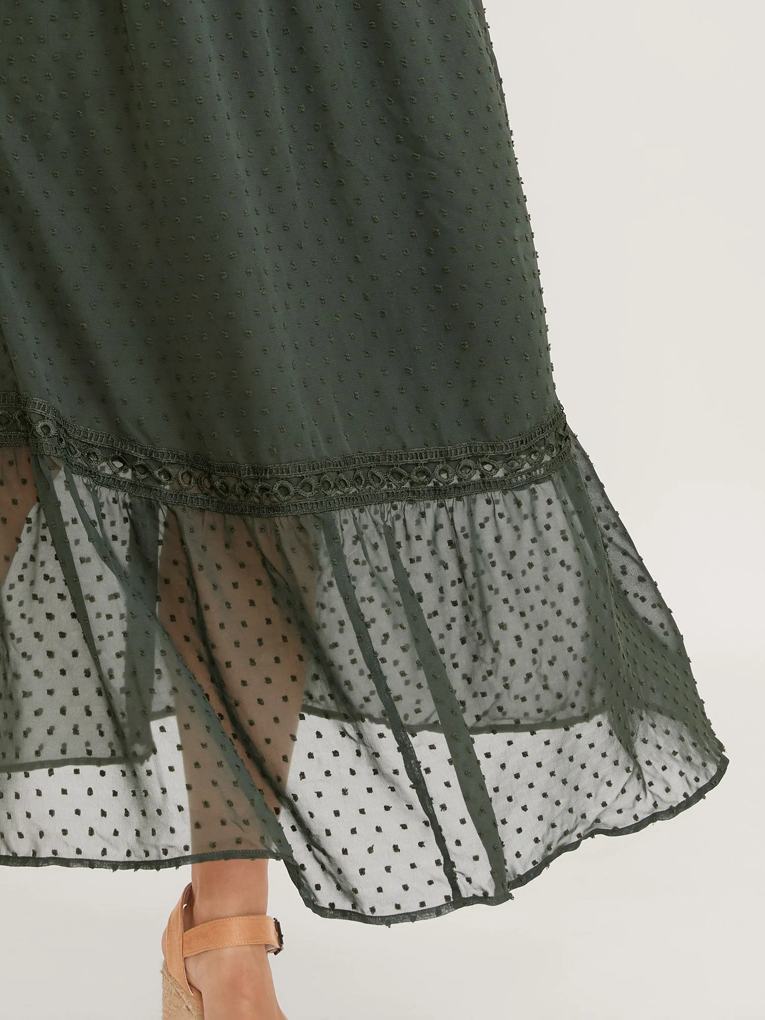 Textured Jacquard Lace Trim Ruffled Maxi Dress sold by Bloomchic product image thumbnail 3