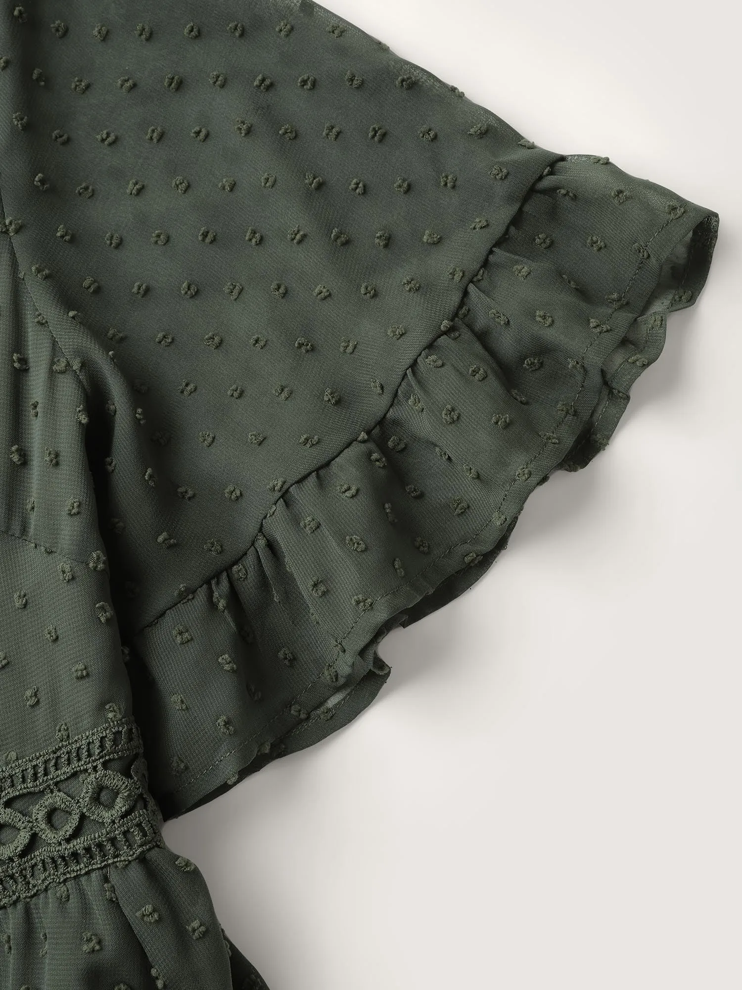 Textured Jacquard Lace Trim Ruffled Maxi Dress sold by Bloomchic product image thumbnail 5