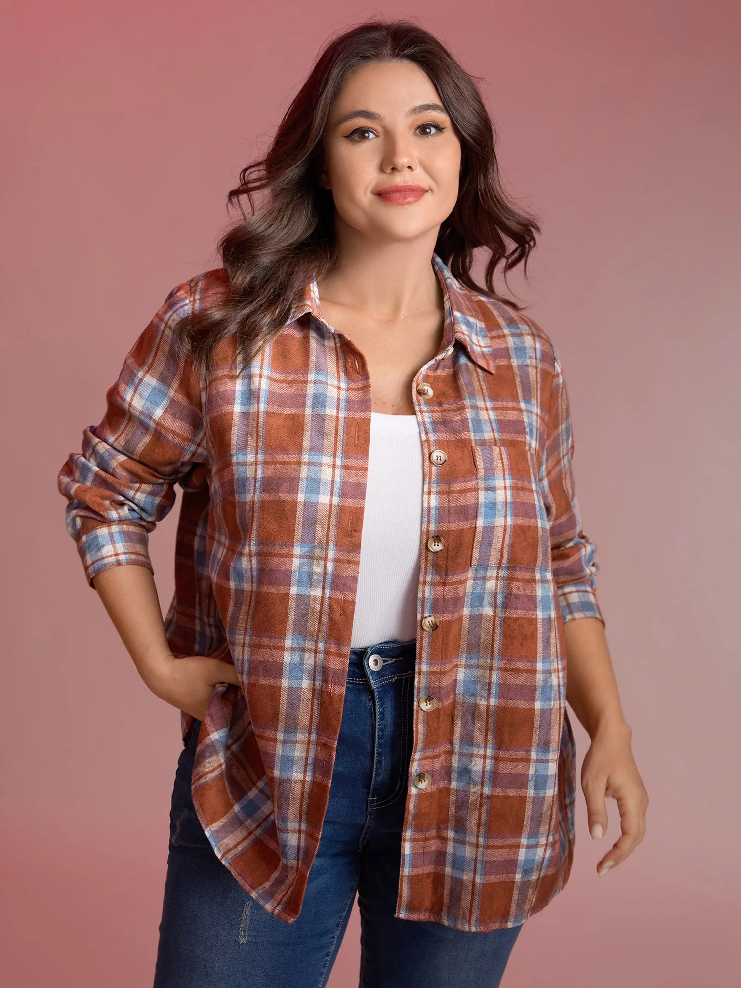 Plaid Print Vintage Button-Down Shirt sold by Bloomchic