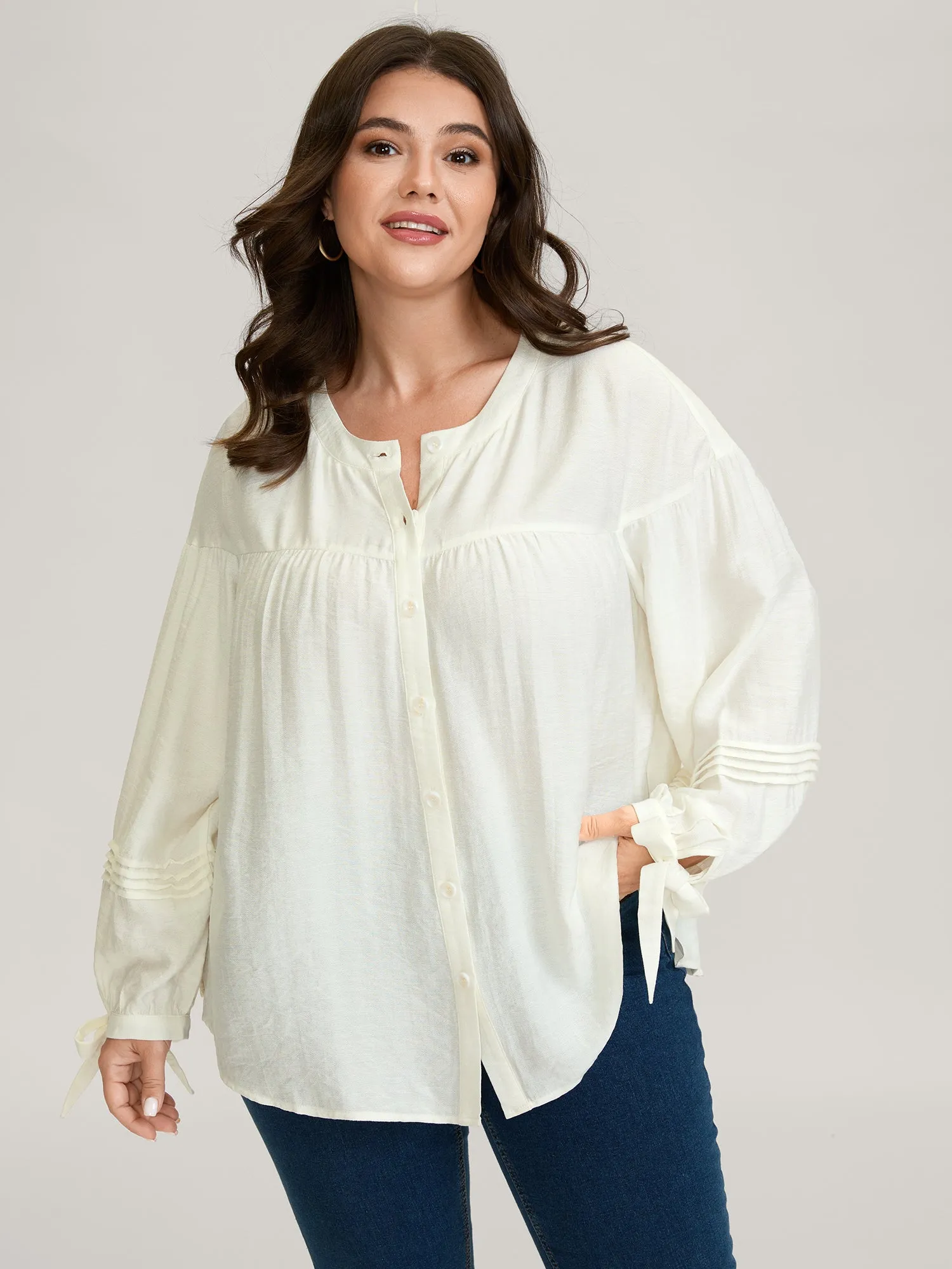Supersoft Sleeve-Tie Button-Down Shirt sold by Bloomchic product image thumbnail 3