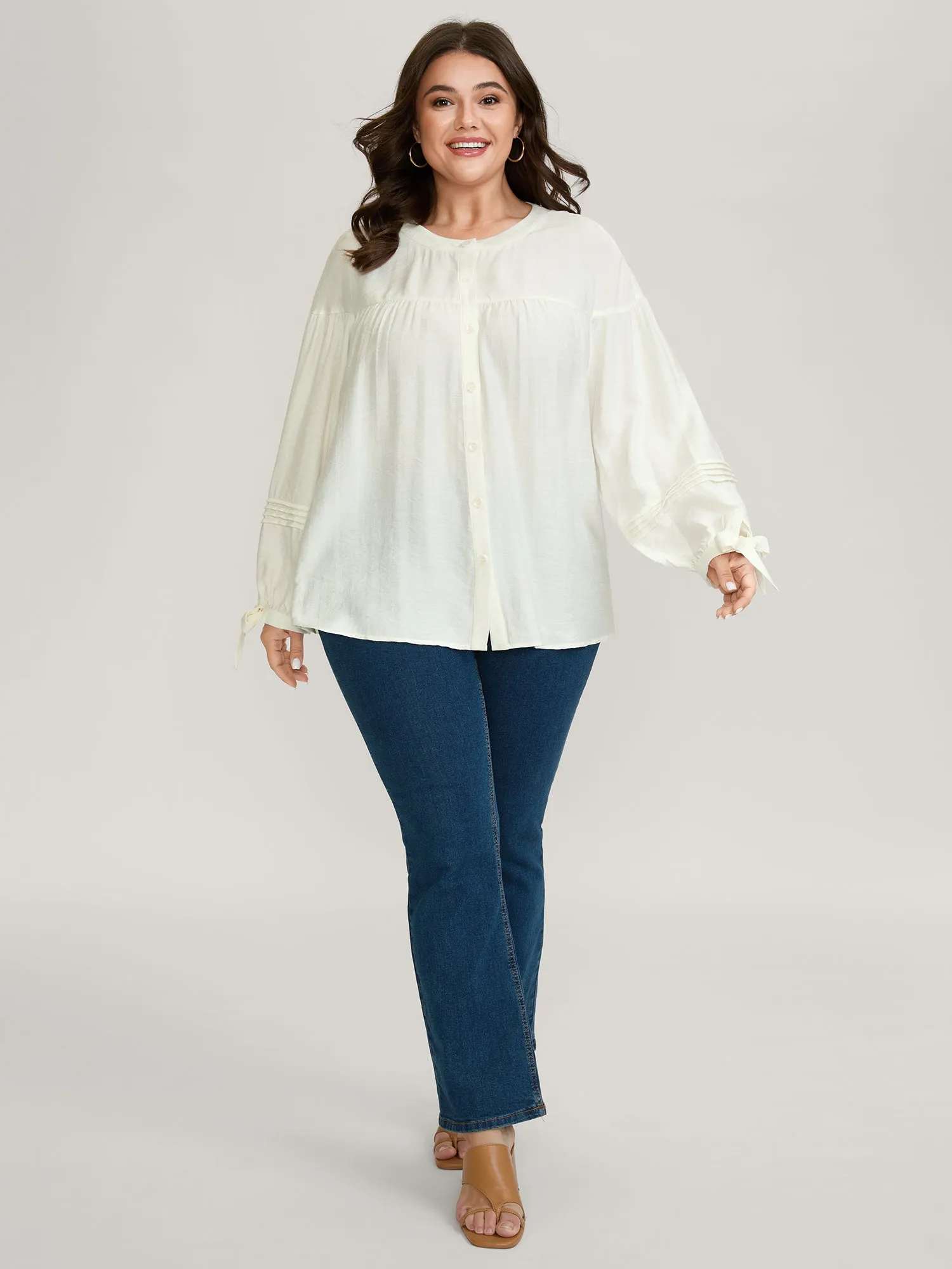 Supersoft Sleeve-Tie Button-Down Shirt sold by Bloomchic product image thumbnail 4
