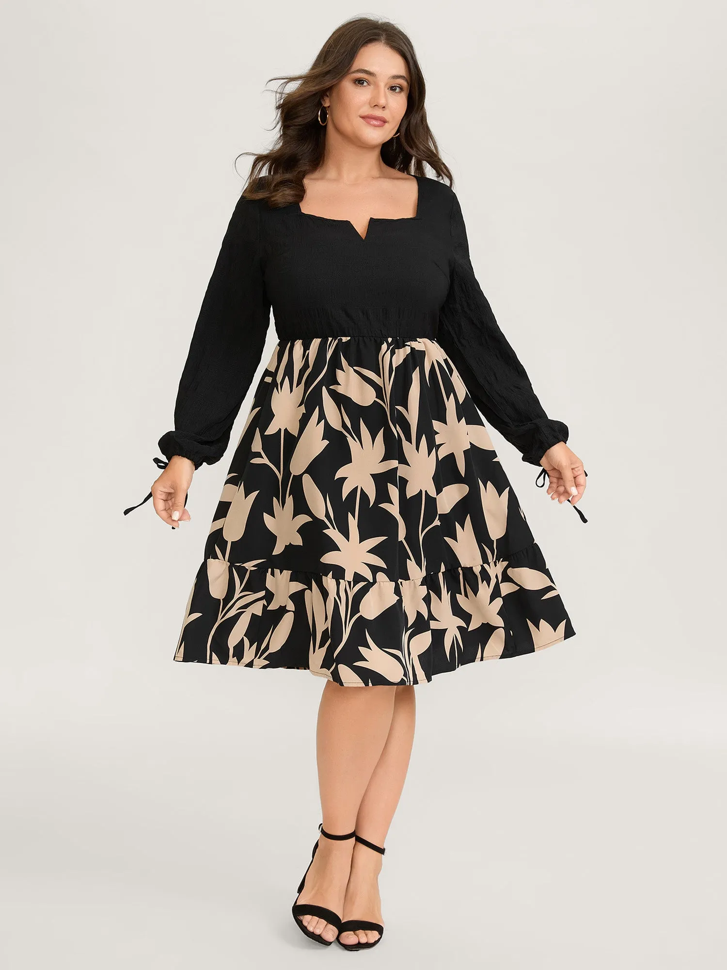 Floral Contrast Print Pockets Midi Dress sold by Bloomchic product image thumbnail 3
