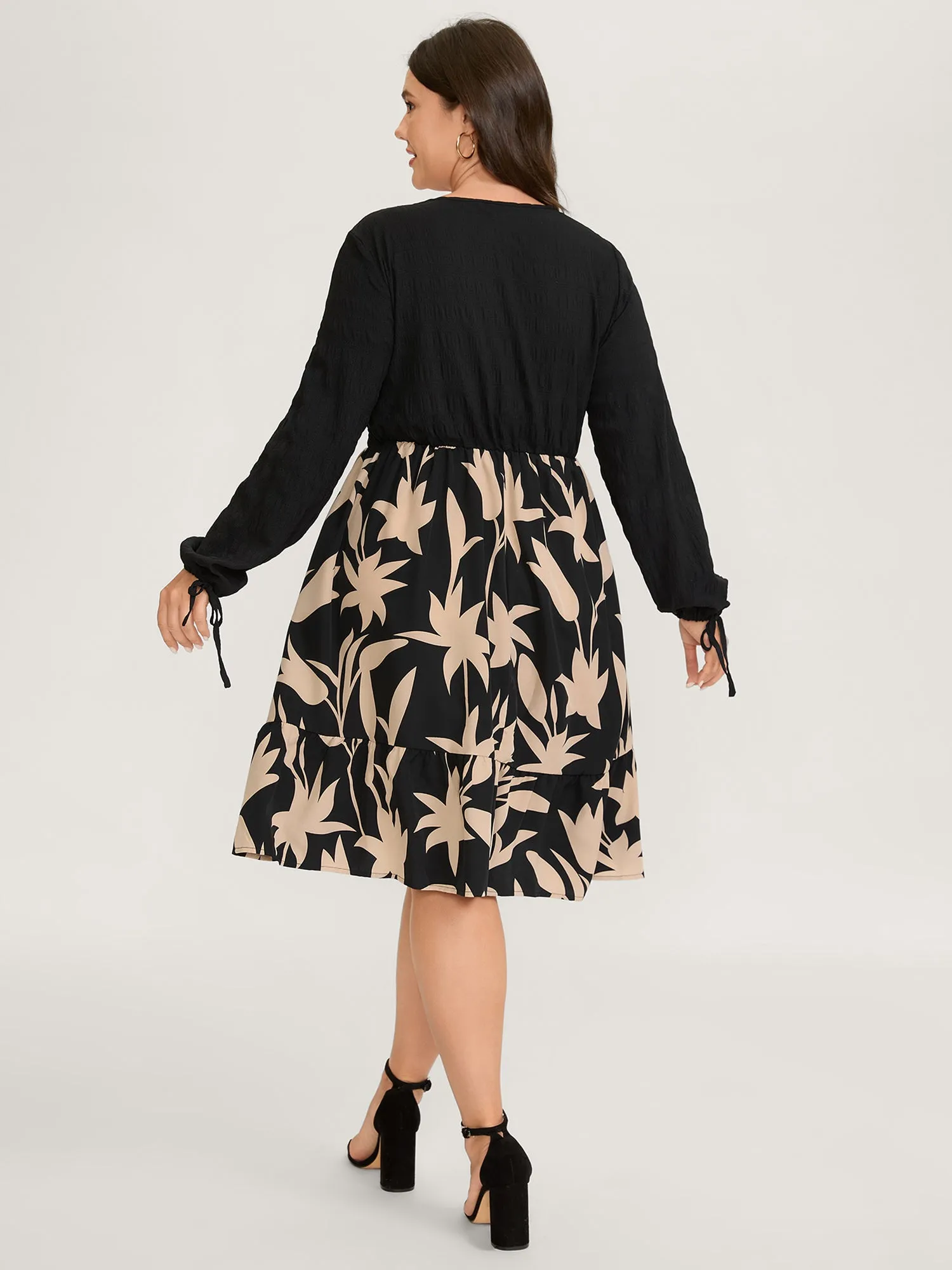 Floral Contrast Print Pockets Midi Dress sold by Bloomchic product image thumbnail 4