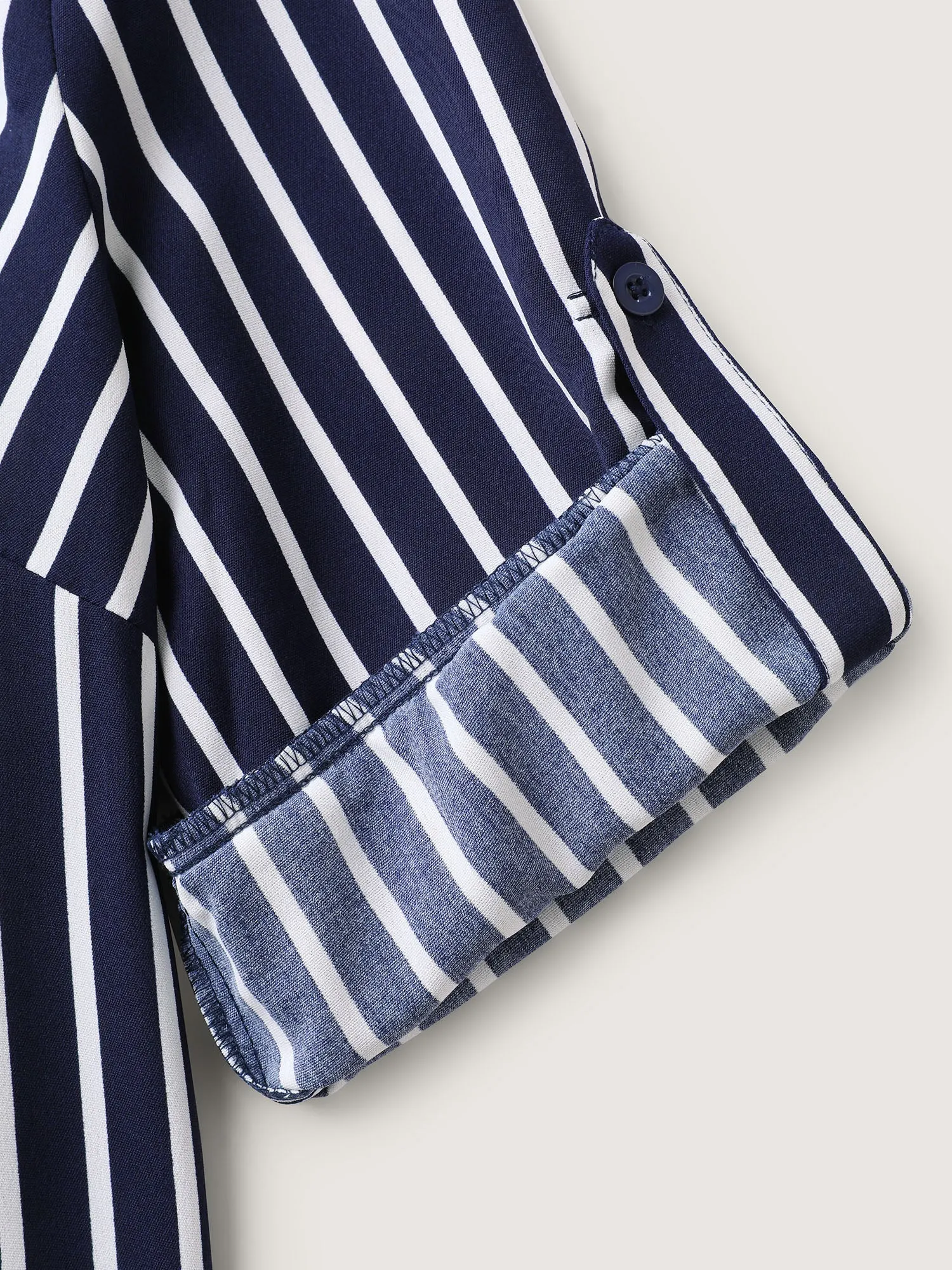 Stripe Print Zipper Folded Sleeve Blouse sold by Bloomchic product image thumbnail 5