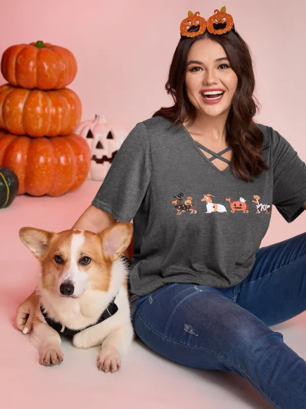 Trick or BloomChic Crossover Neck-Tie T-Shirt sold by Bloomchic